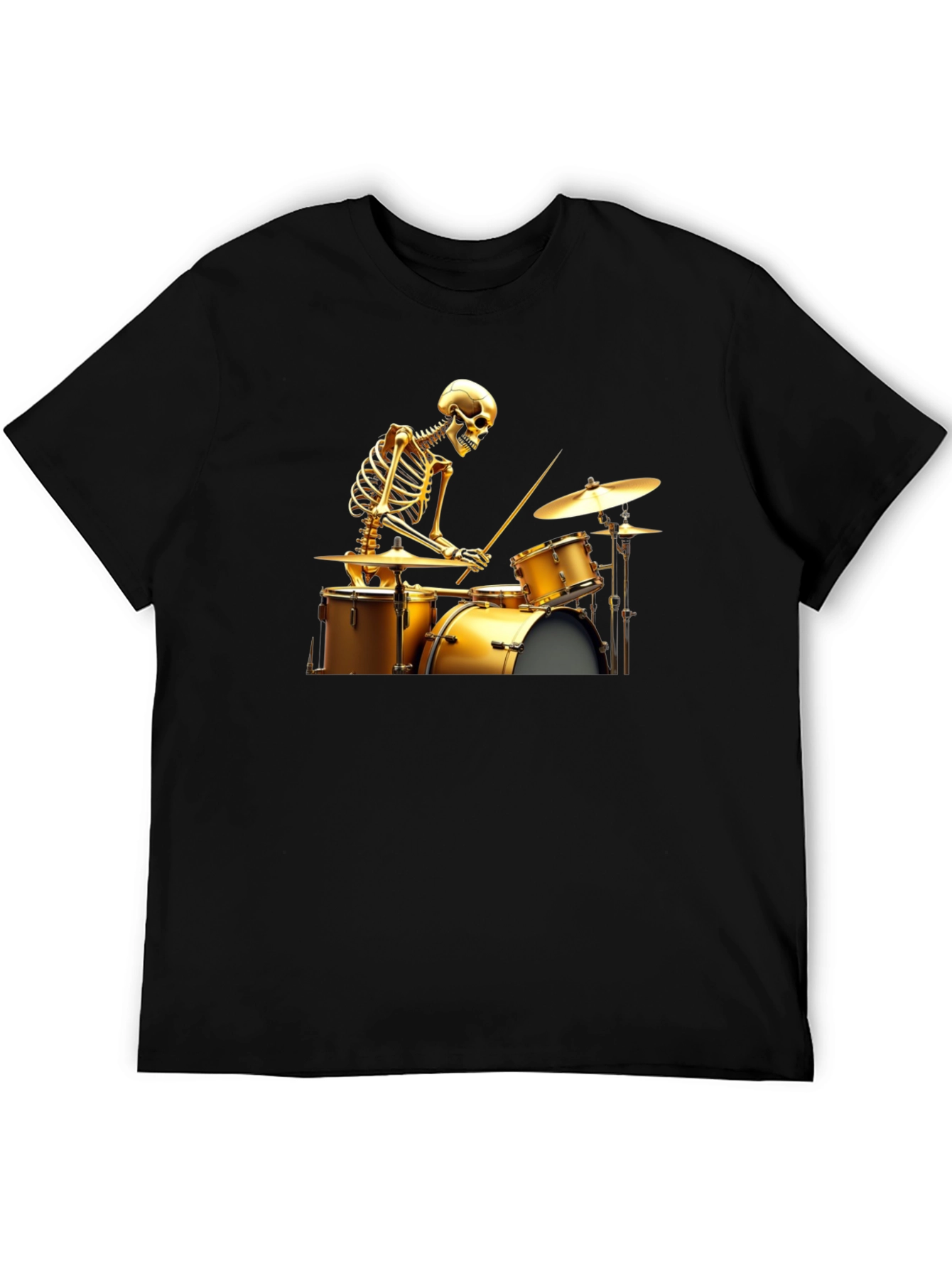 Skeleton Drummer Graphic Tee - Black T-Shirt