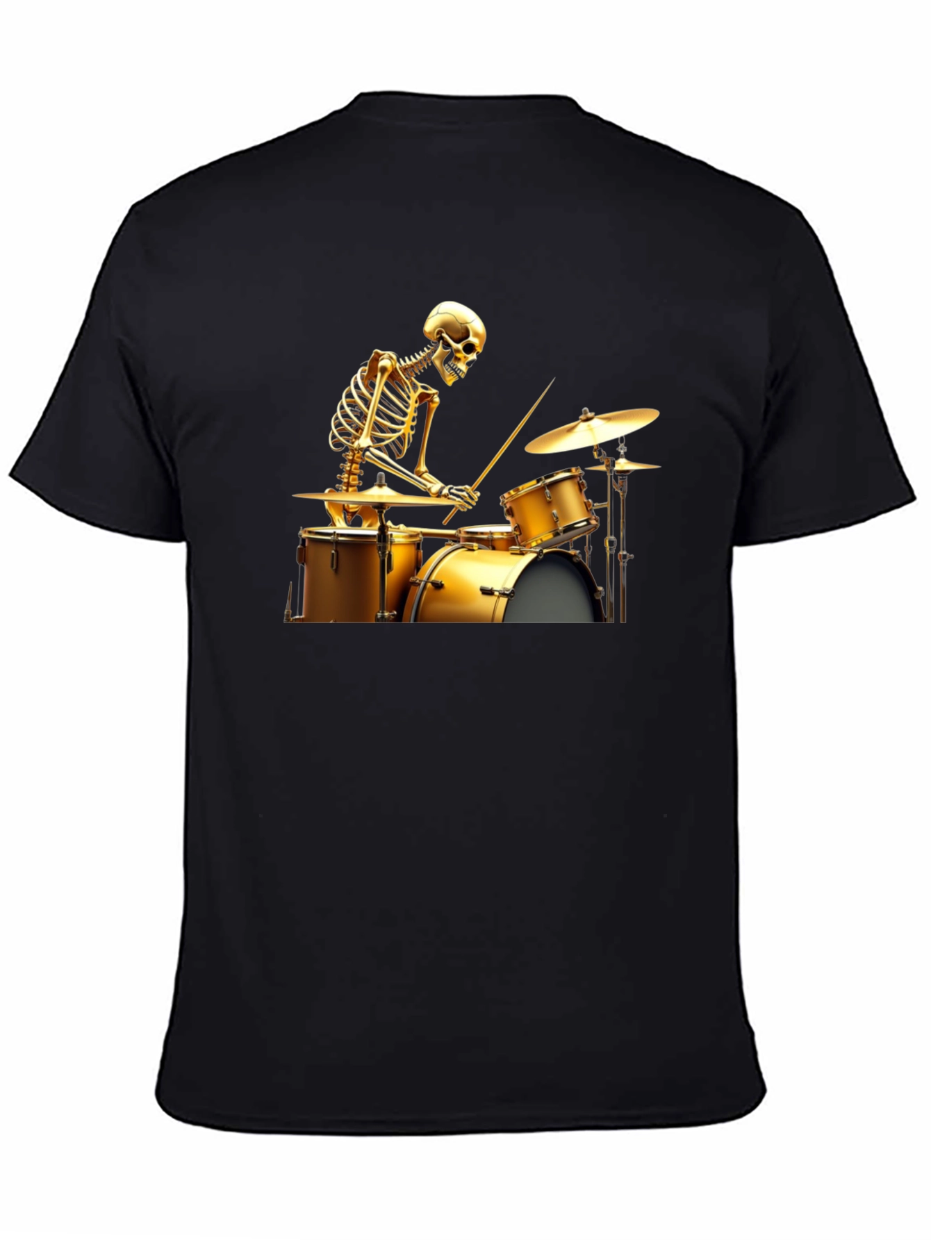 Skeleton Drummer Graphic Tee - Black T-Shirt