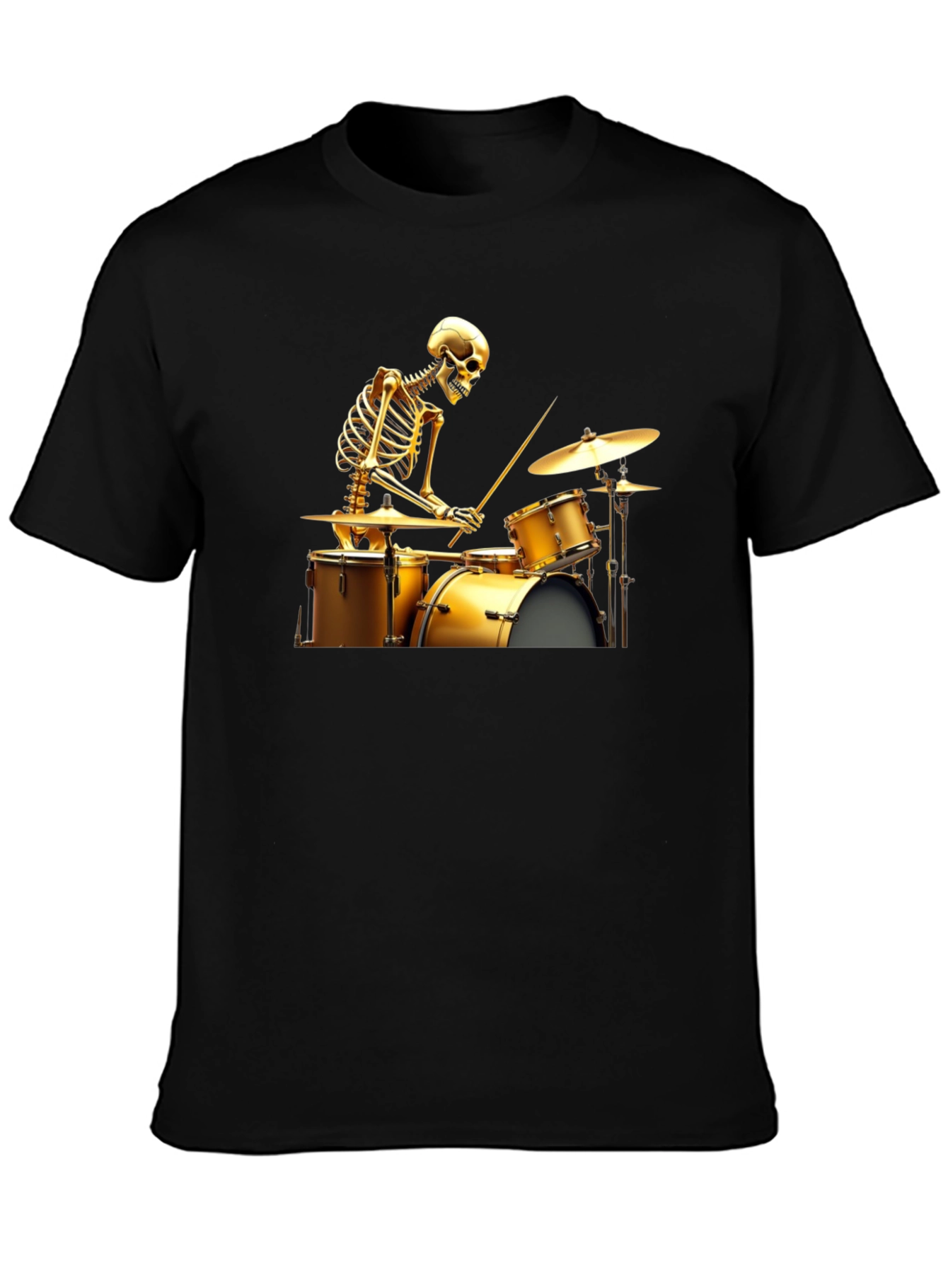 Skeleton Drummer Graphic Tee - Black T-Shirt