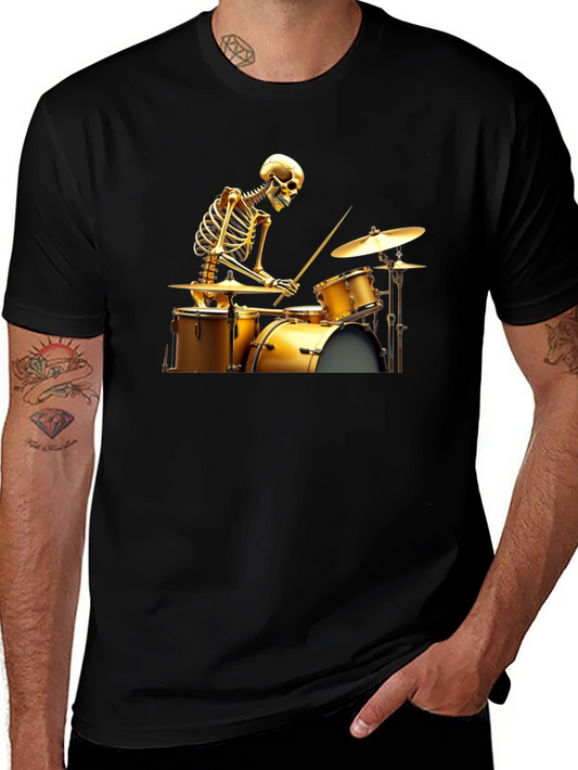 Skeleton Drummer Graphic Tee - Black T-Shirt