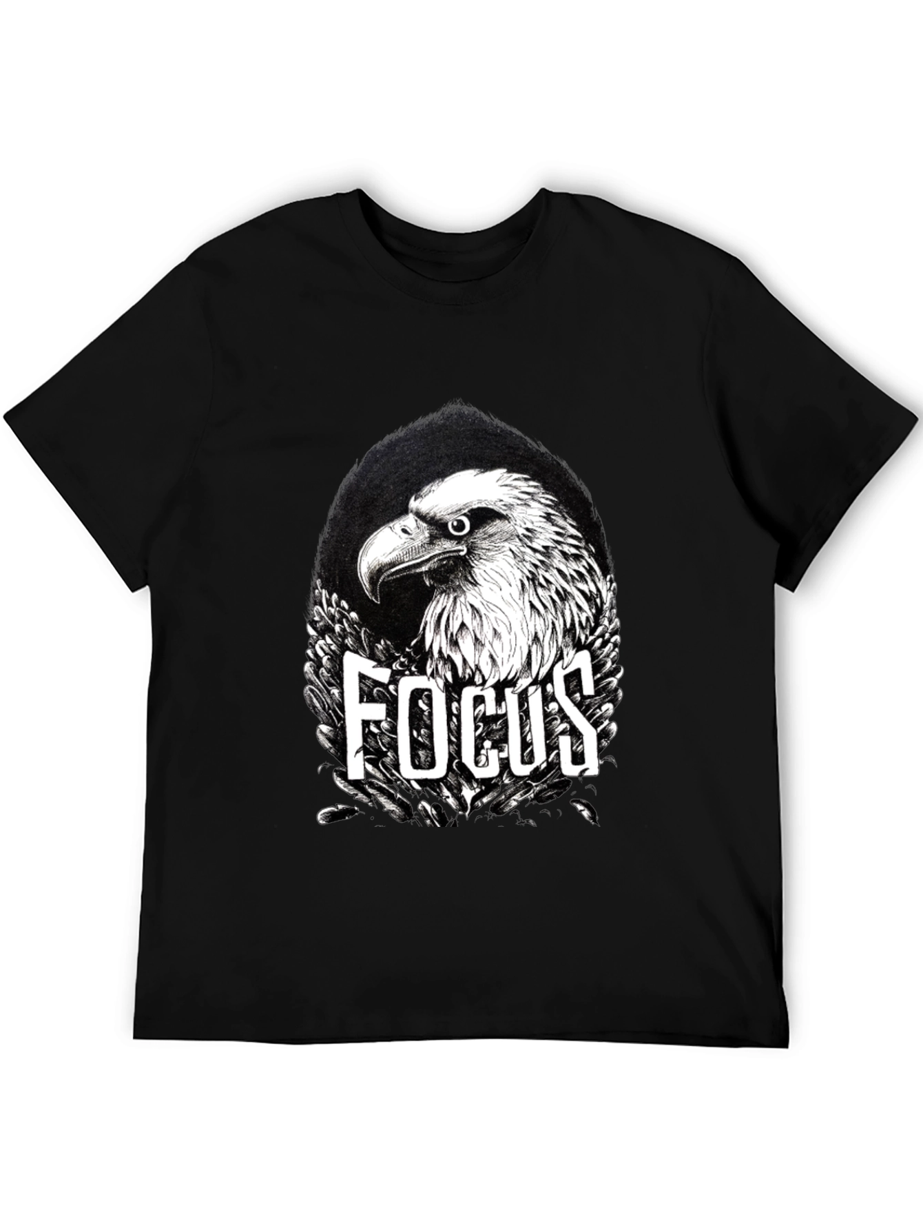 Focus Eagle Graphic Print Black T-Shirt