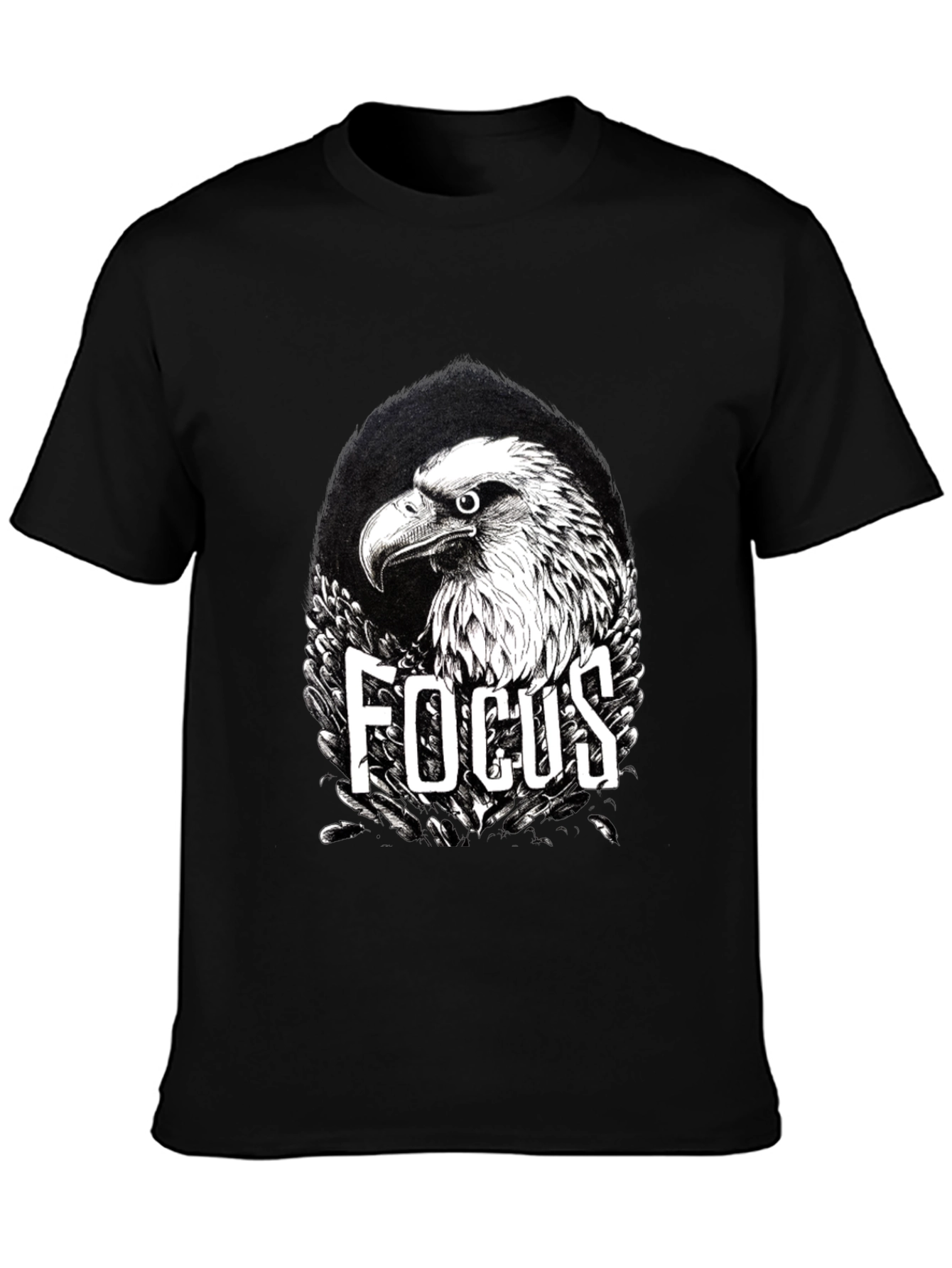 Focus Eagle Graphic Print Black T-Shirt