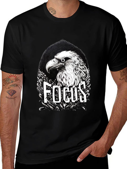 Focus Eagle Graphic Print Black T-Shirt