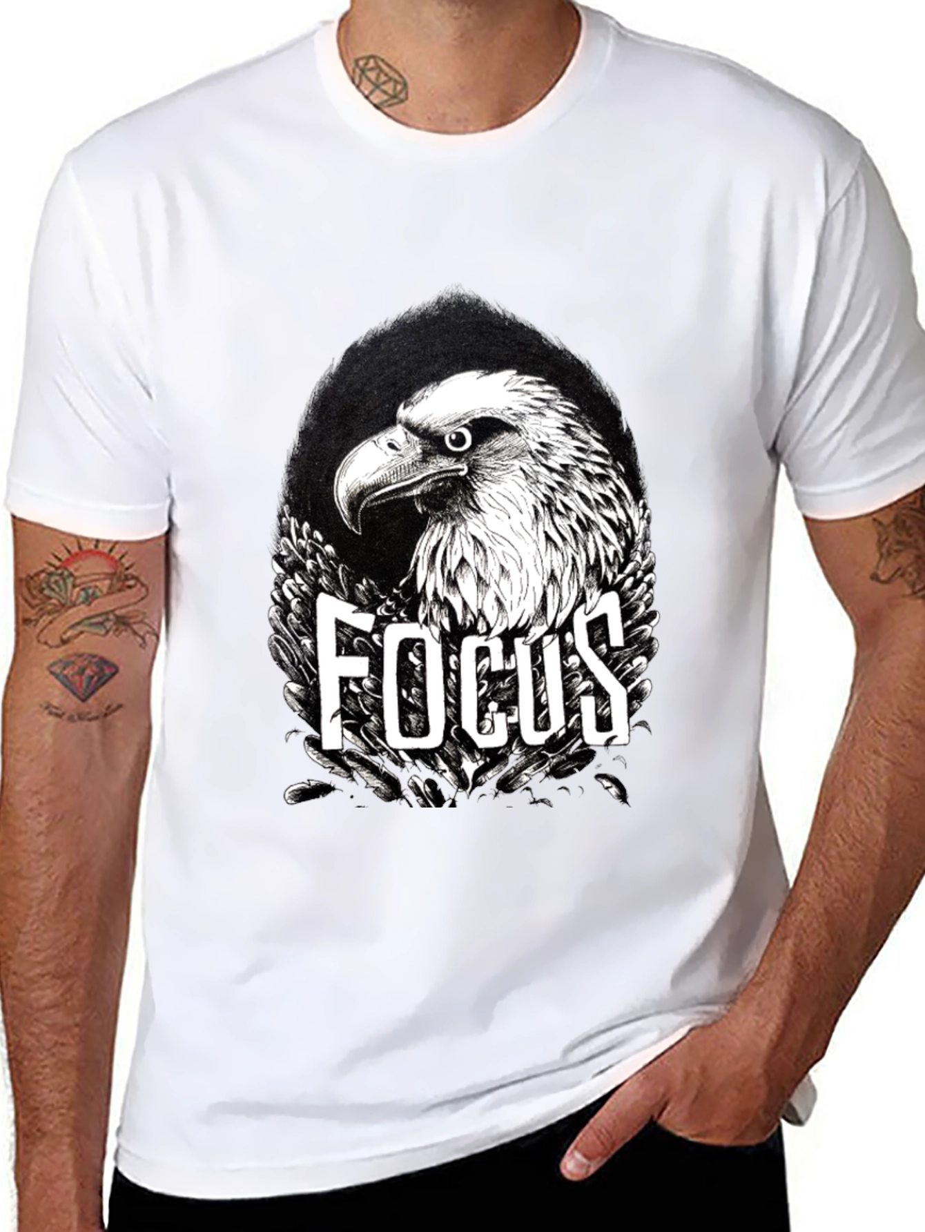 Focus Eagle Graphic Print Black T-Shirt