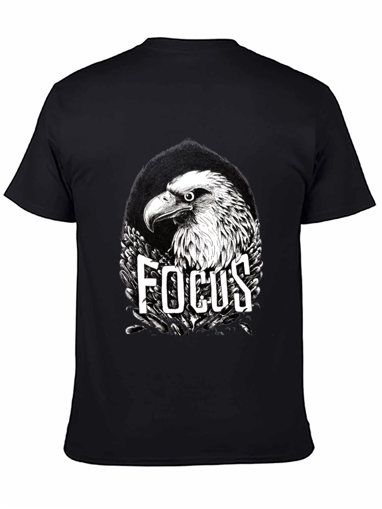 Focus Eagle Graphic Print Black T-Shirt