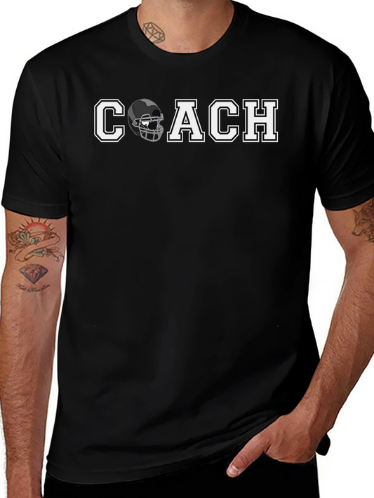 Coach Football Helmet T-Shirt - Black Graphic Tee