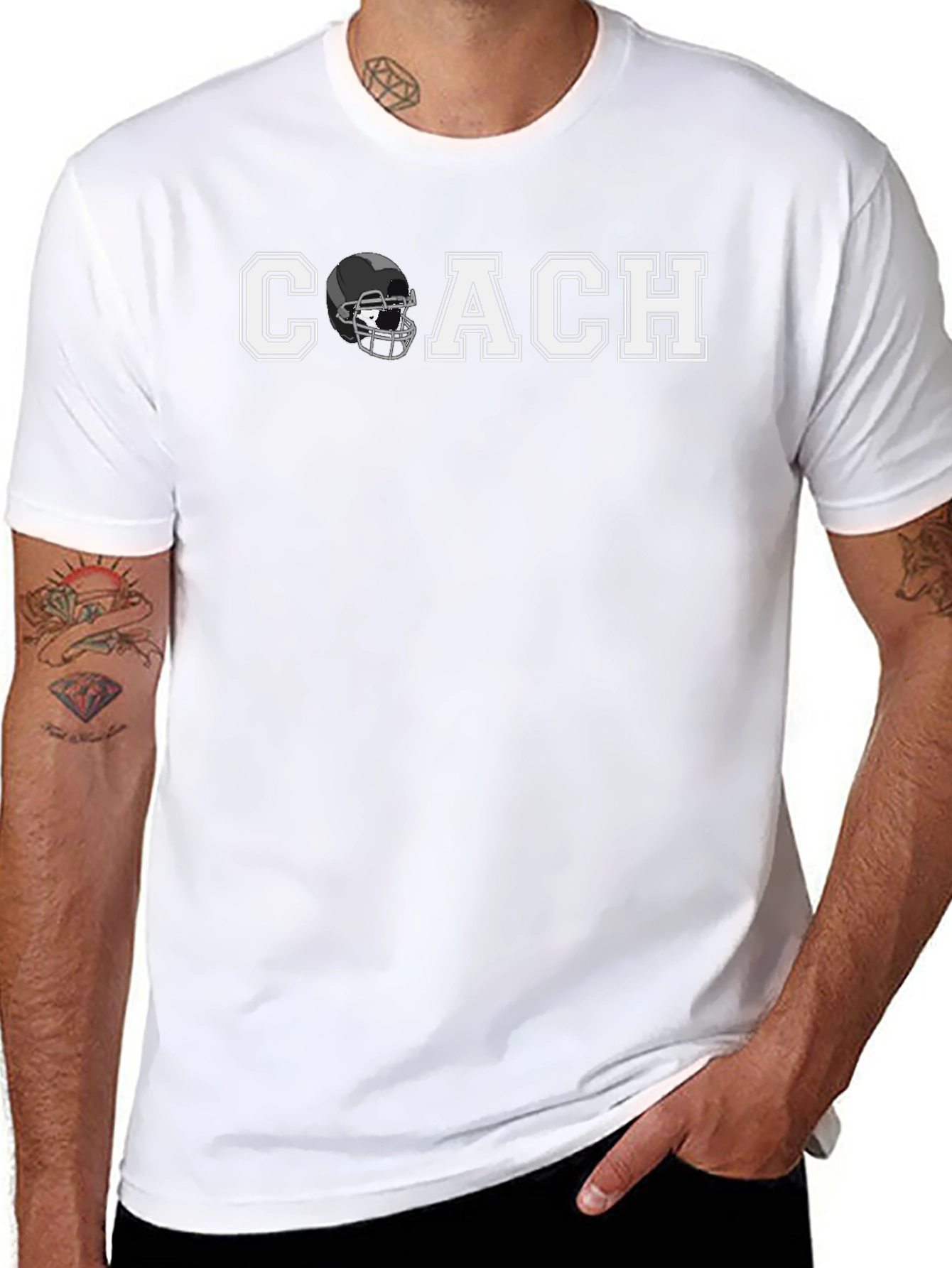 Coach Football Helmet T-Shirt - Black Graphic Tee