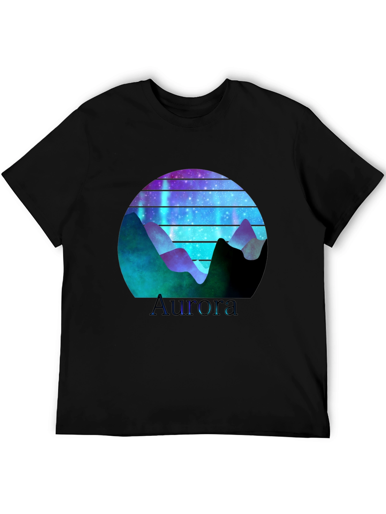 Aurora Graphic T-Shirt - Mountain Nightscape Design