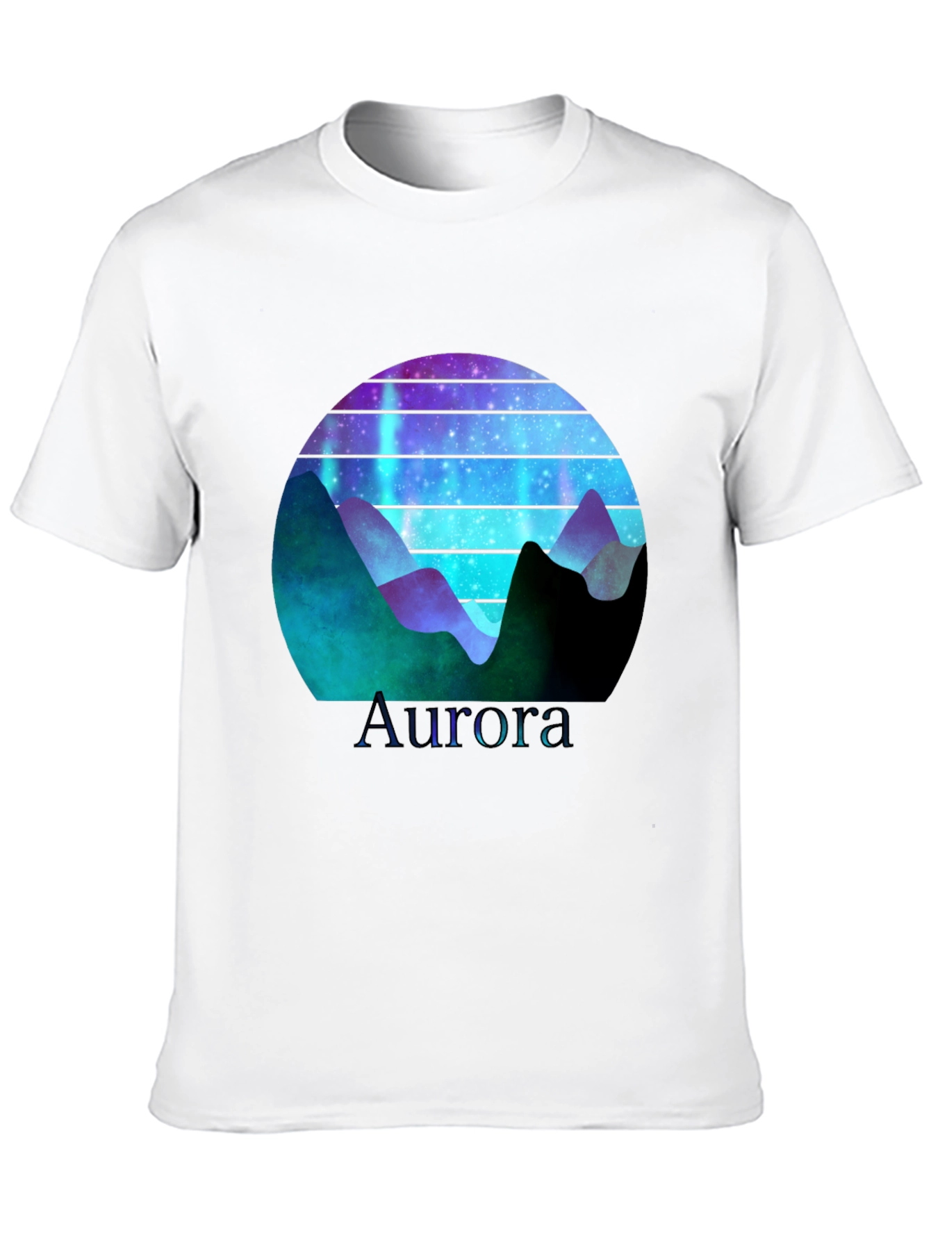 Aurora Graphic T-Shirt - Mountain Nightscape Design
