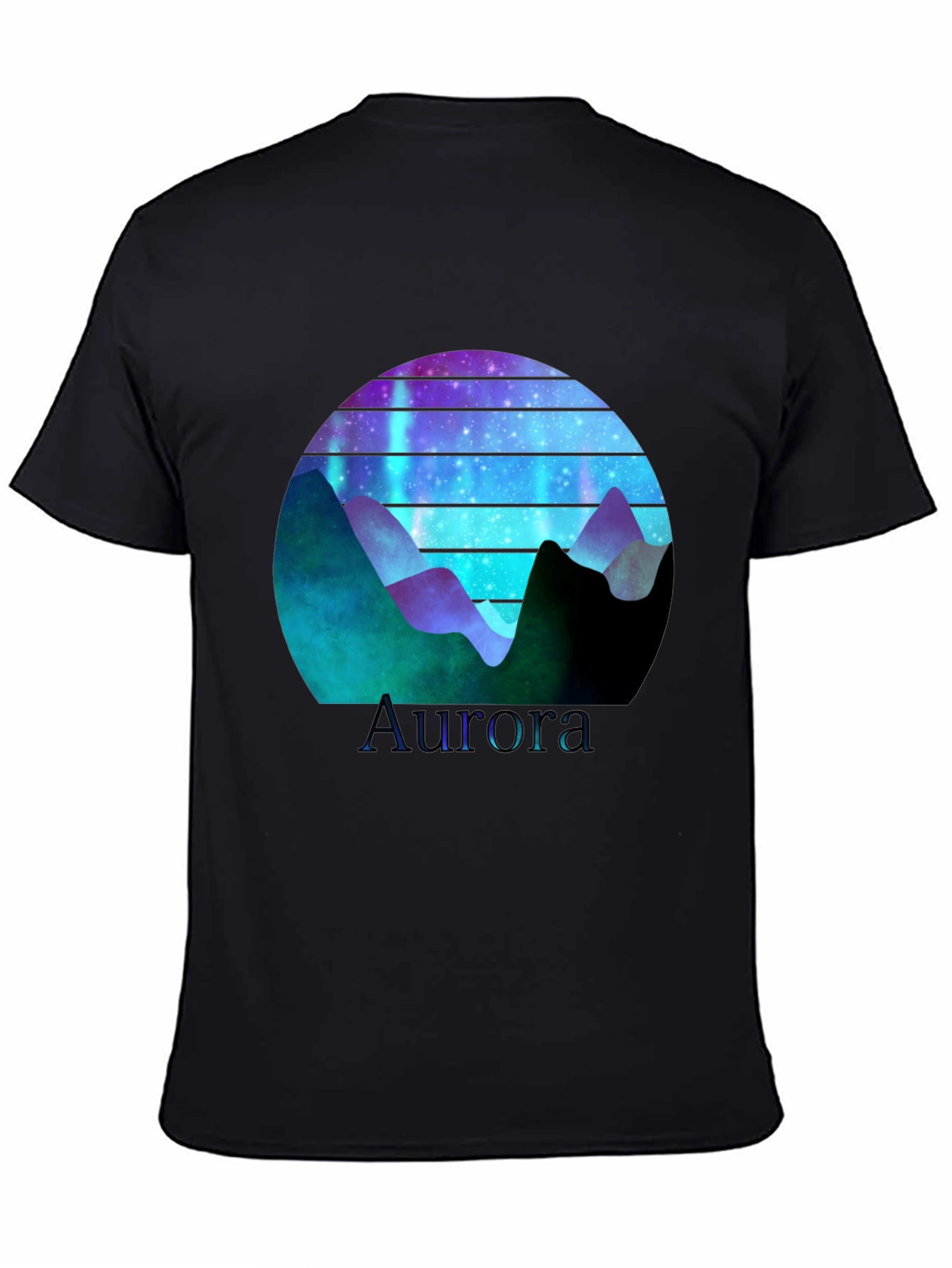 Aurora Graphic T-Shirt - Mountain Nightscape Design
