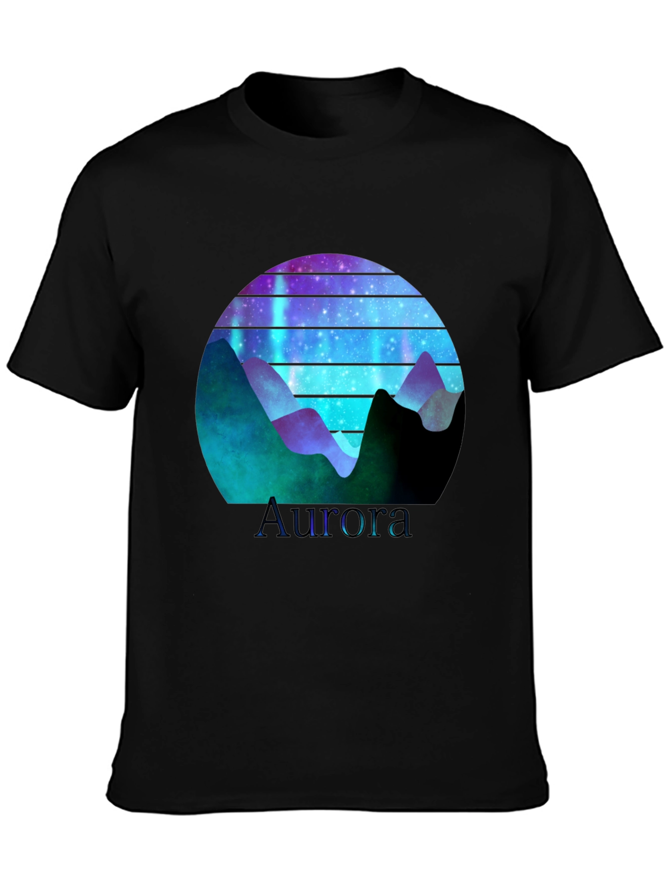 Aurora Graphic T-Shirt - Mountain Nightscape Design
