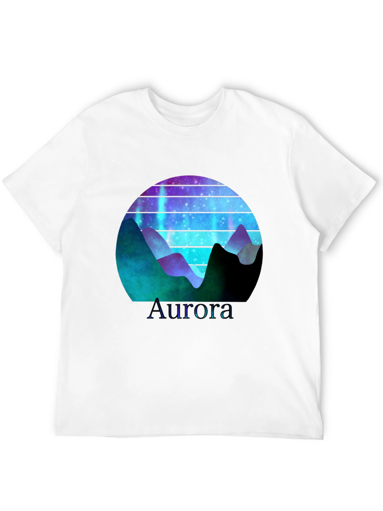 Aurora Graphic T-Shirt - Mountain Nightscape Design