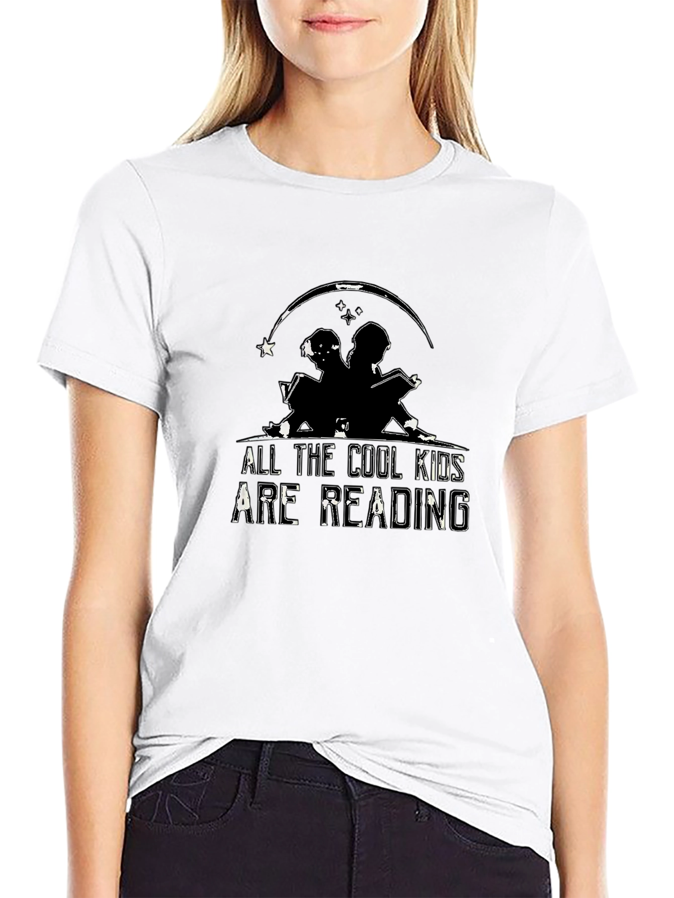 Cool Kids Reading Black Graphic Tee Shirt