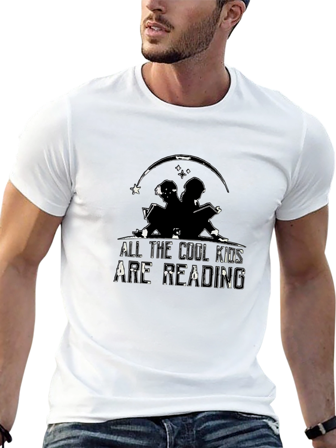 Cool Kids Reading Black Graphic Tee Shirt