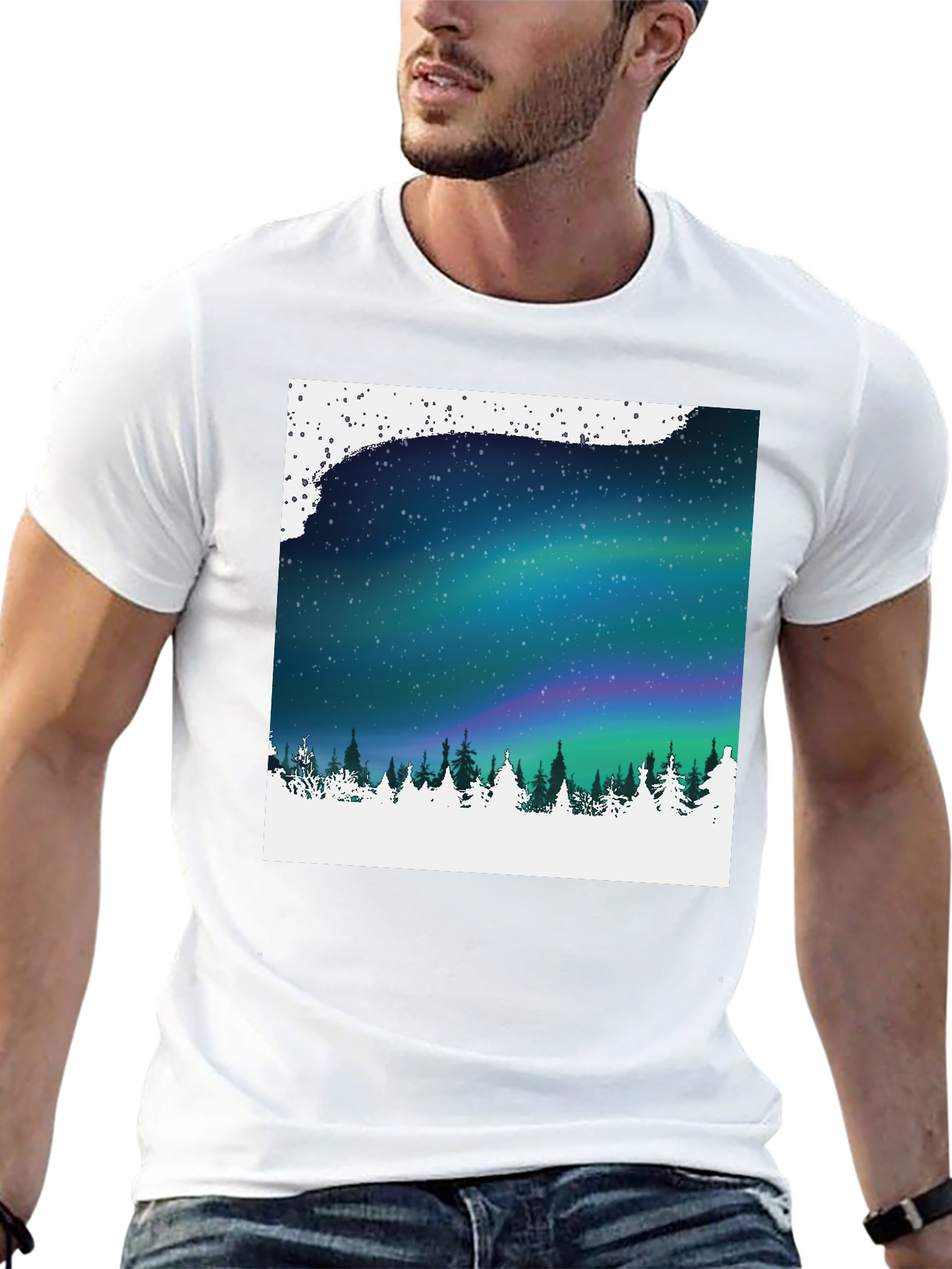 Aurora Borealis Graphic Tee - Nature Scene