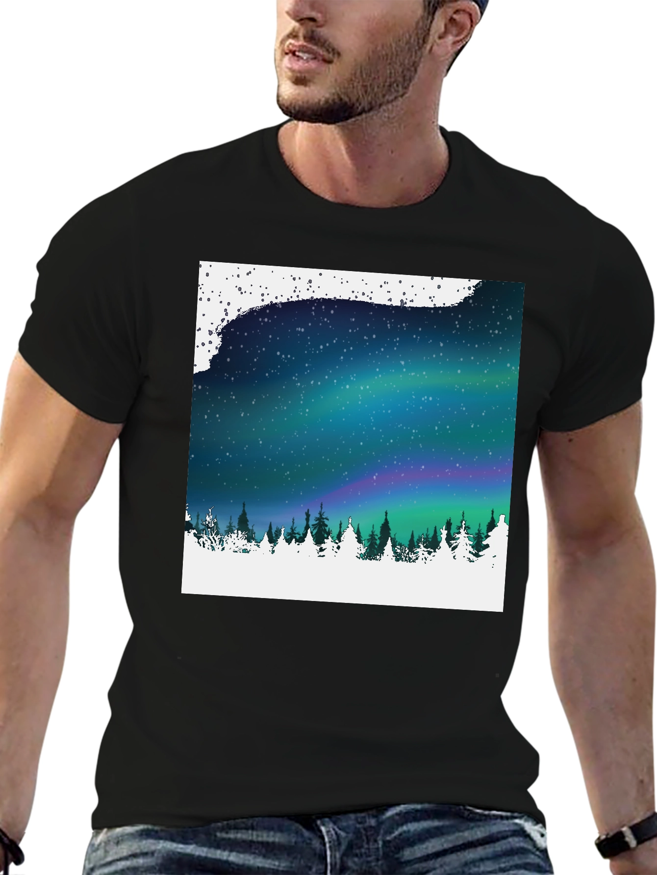 Aurora Borealis Graphic Tee - Nature Scene
