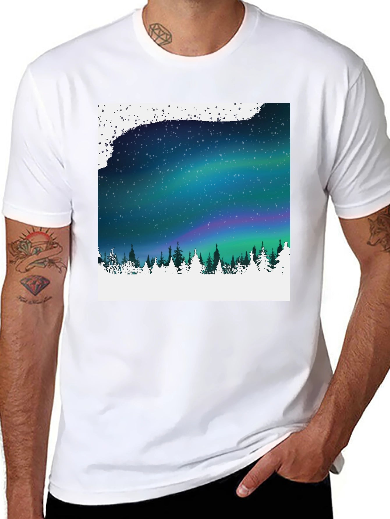 Aurora Borealis Graphic Tee - Nature Scene