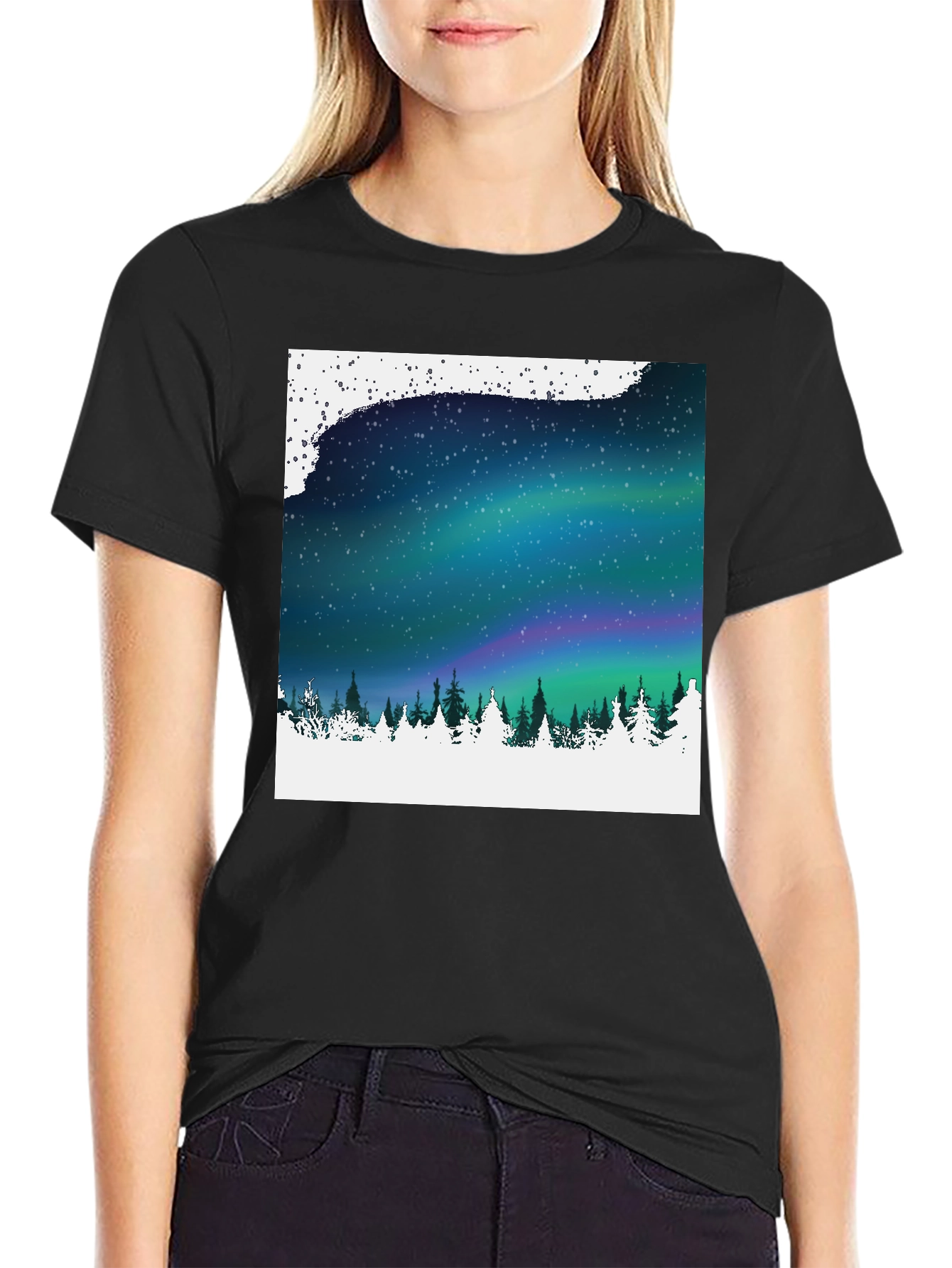 Aurora Borealis Graphic Tee - Nature Scene