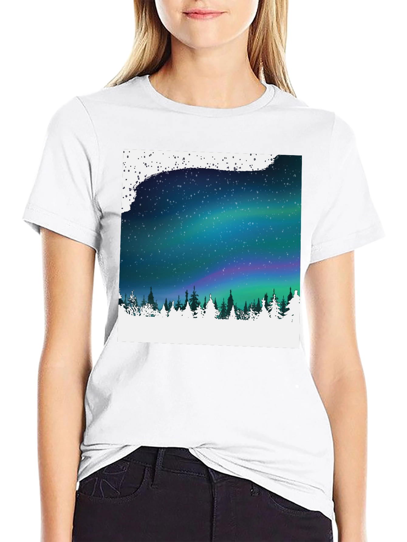 Aurora Borealis Graphic Tee - Nature Scene