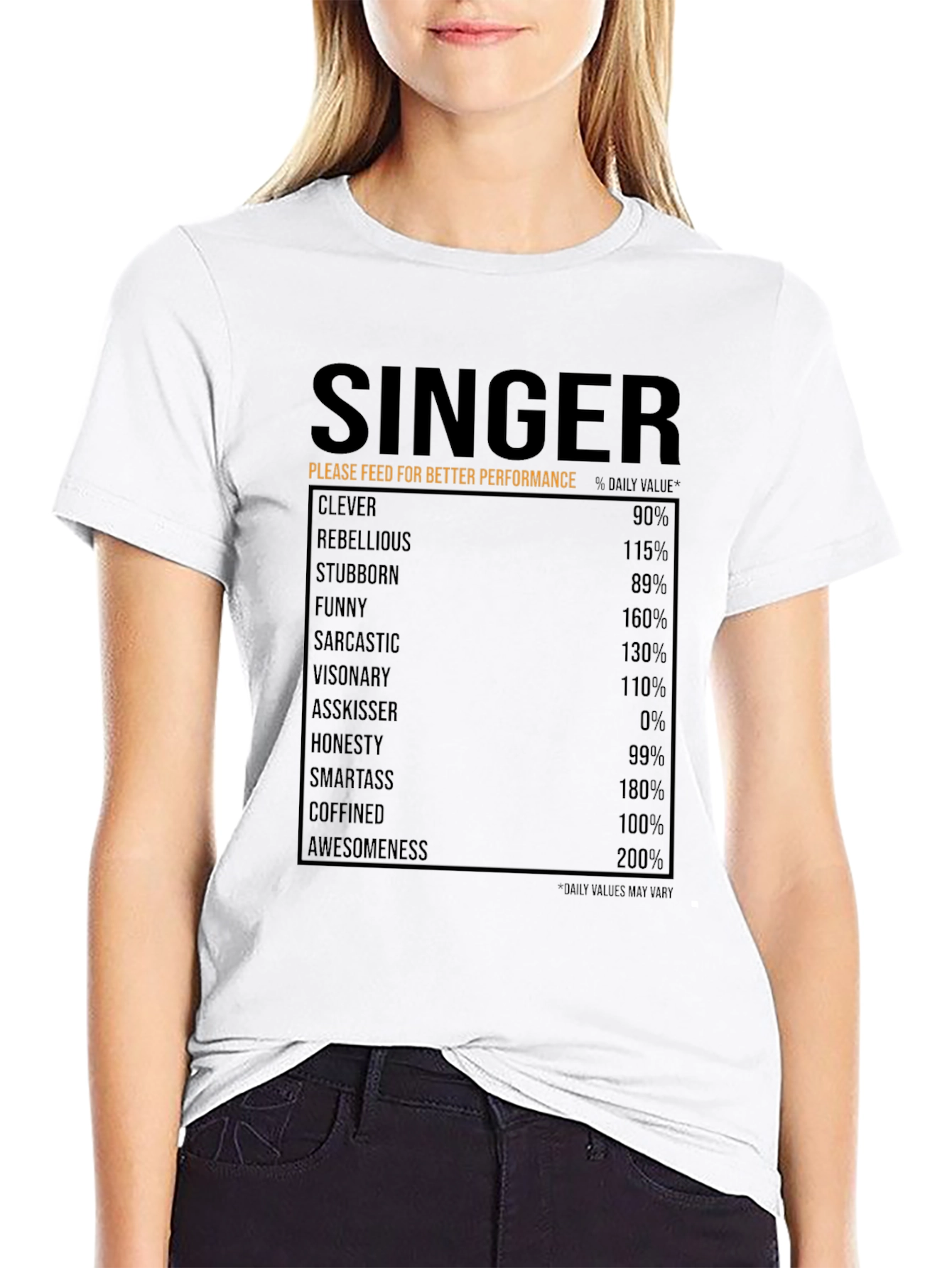Singer Nutrition Facts T-Shirt