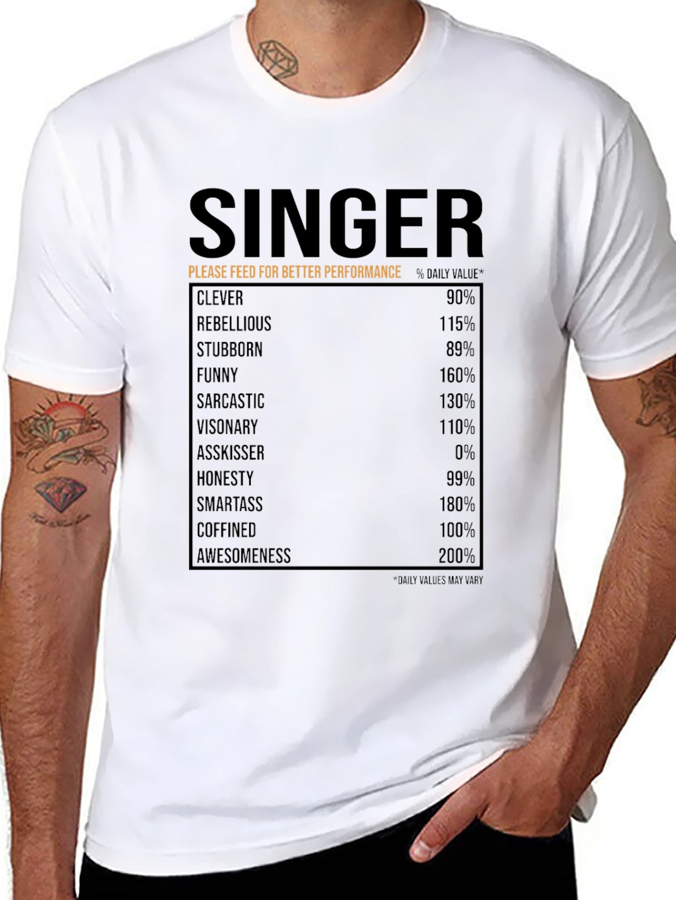 Singer Nutrition Facts T-Shirt