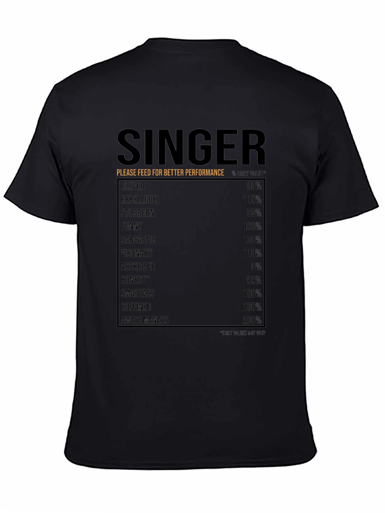 Singer Nutrition Facts T-Shirt