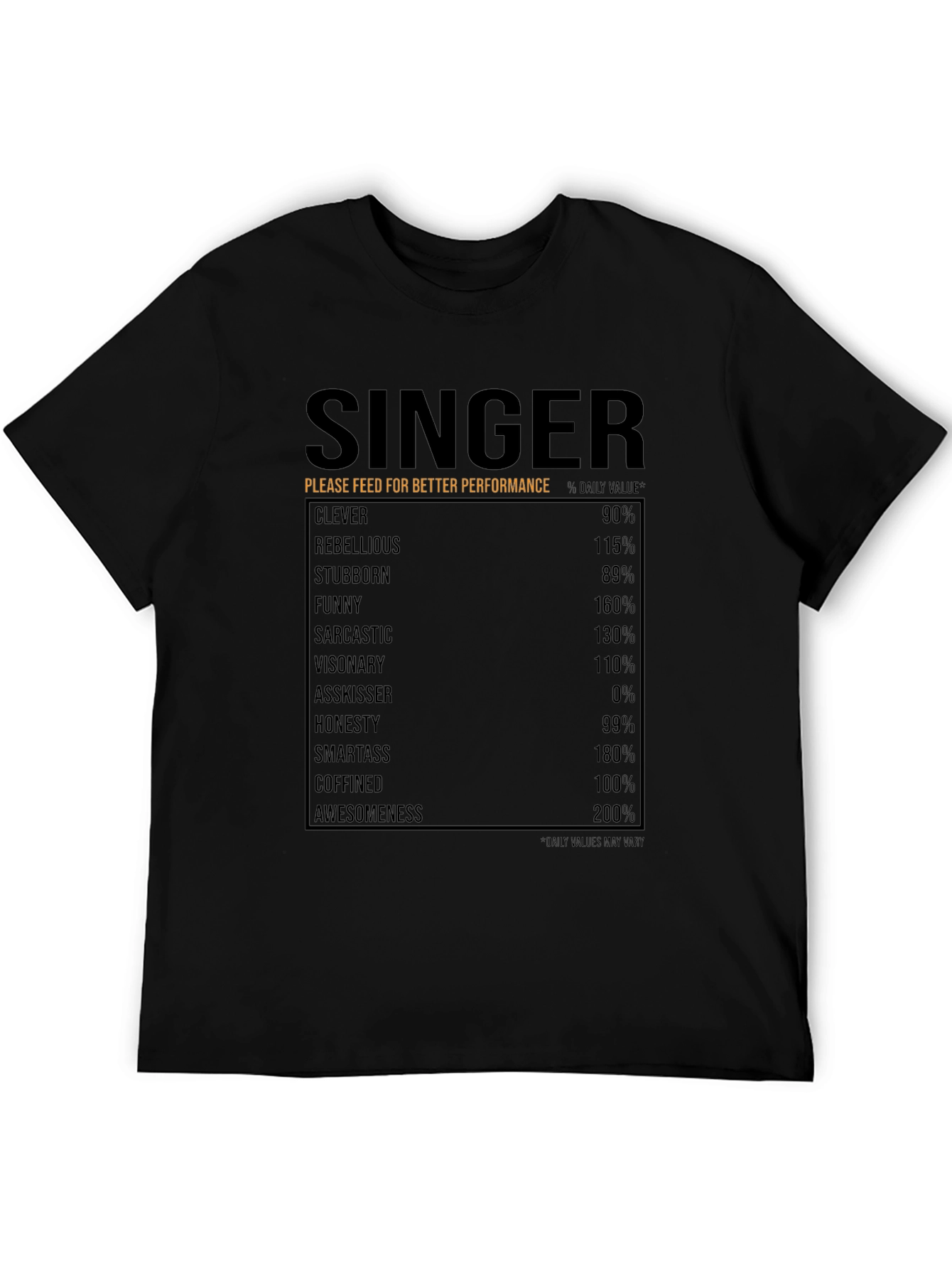Singer Nutrition Facts T-Shirt