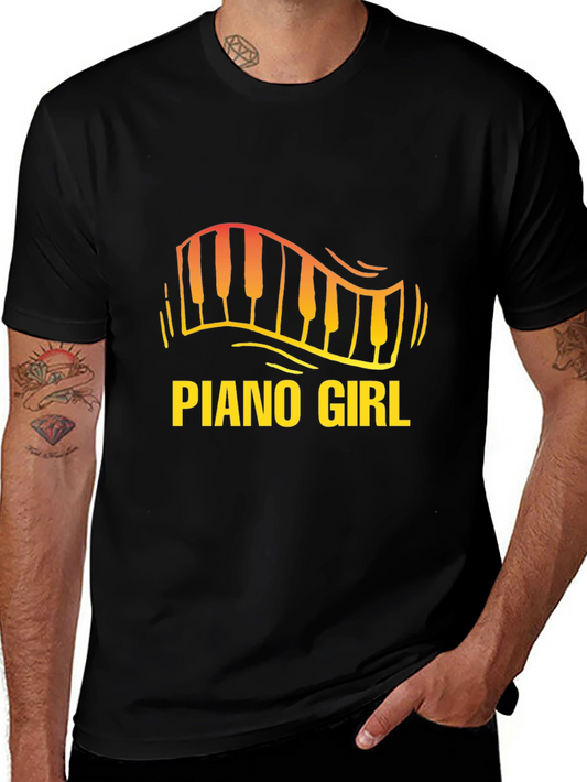 Piano Girl Graphic Tee - Music Lover T-Shirt