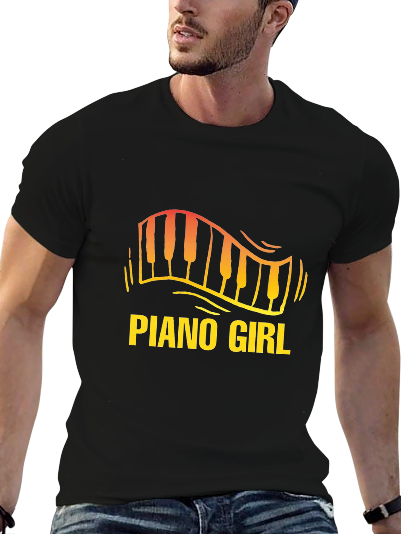 Piano Girl Graphic Tee - Music Lover T-Shirt