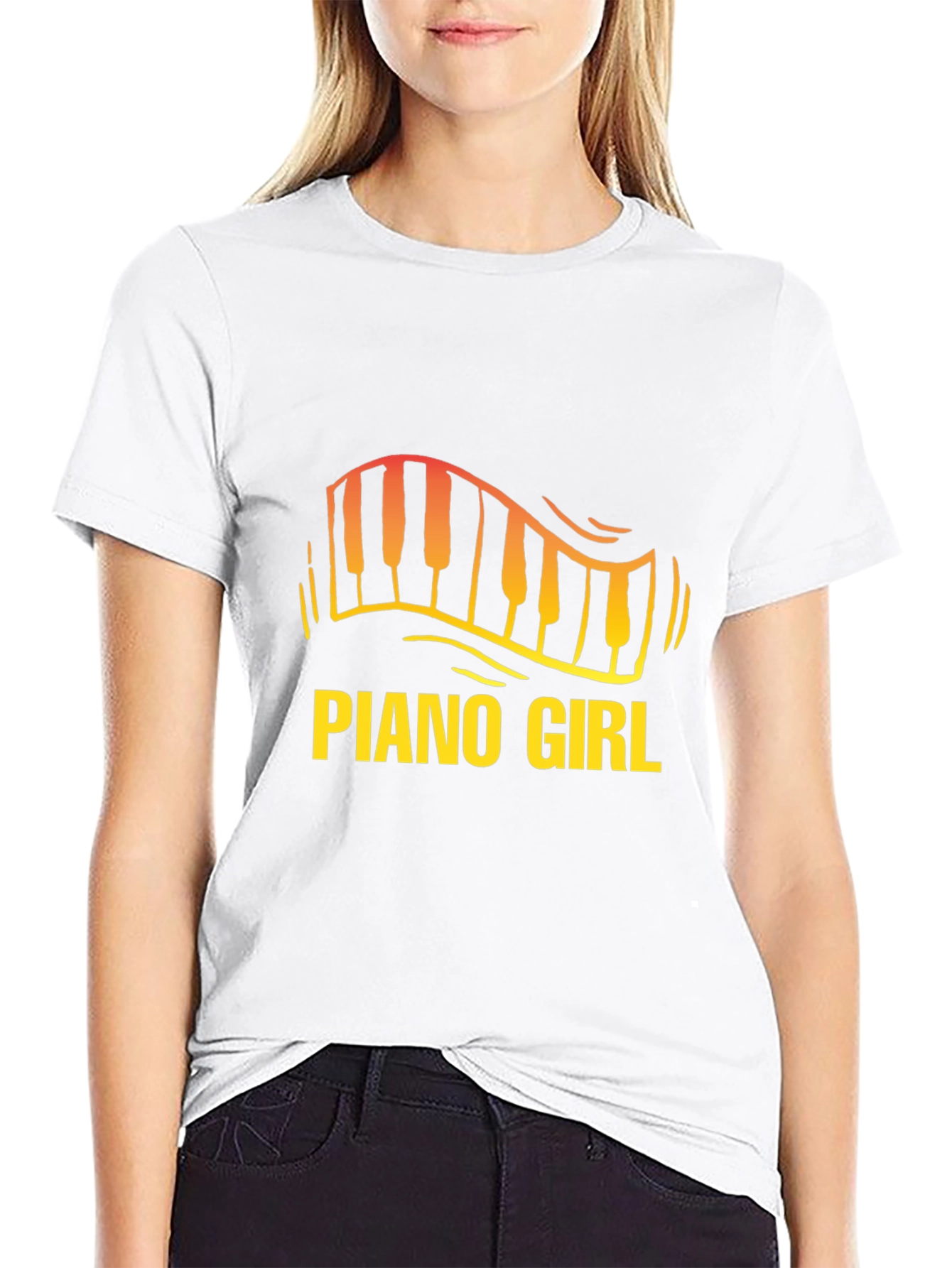 Piano Girl Graphic Tee - Music Lover T-Shirt