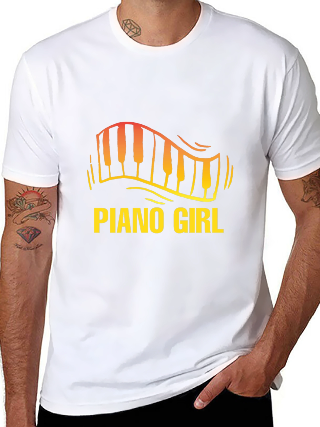 Piano Girl Graphic Tee - Music Lover T-Shirt