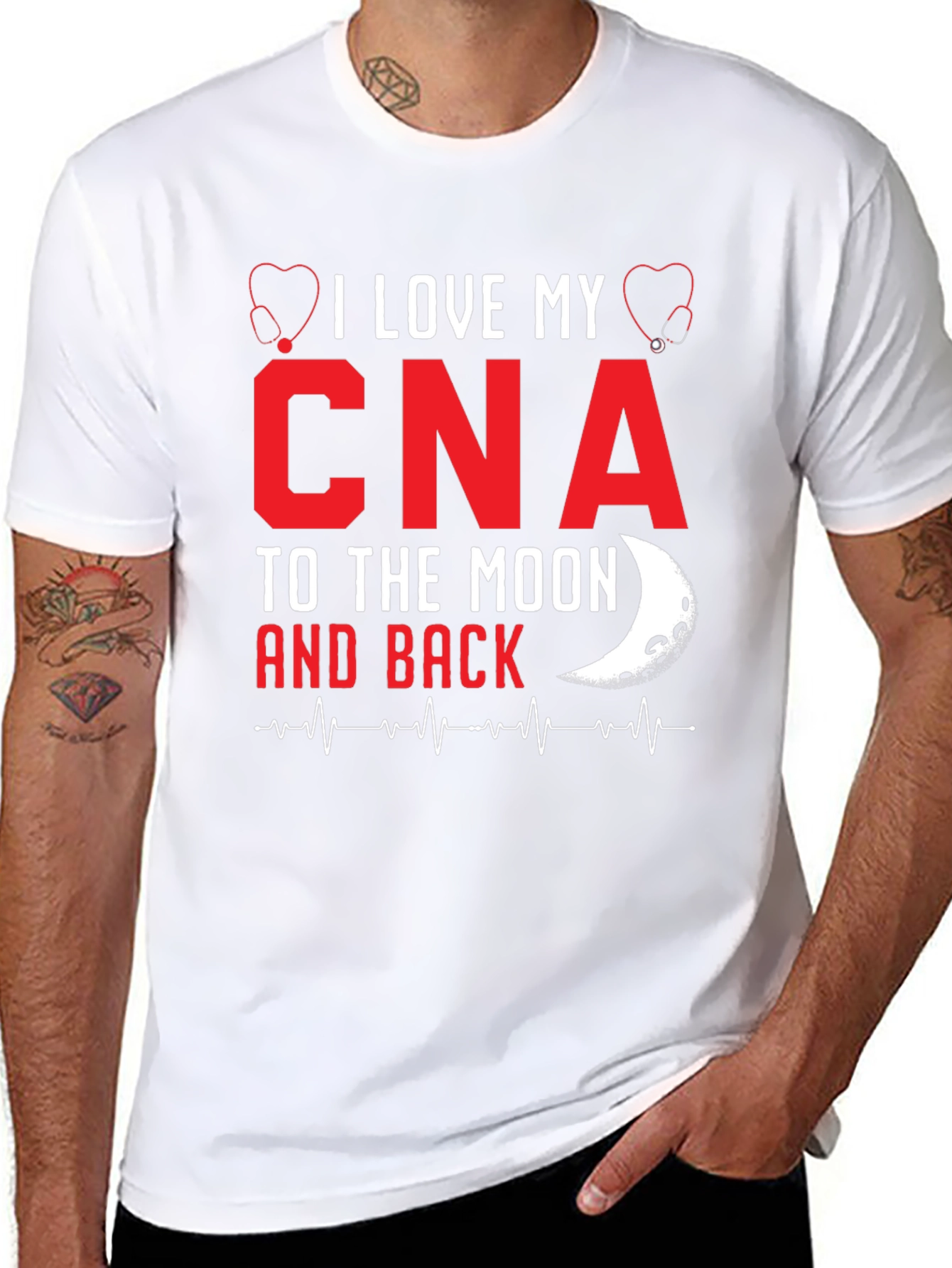 I Love My CNA Moon Back T-Shirt