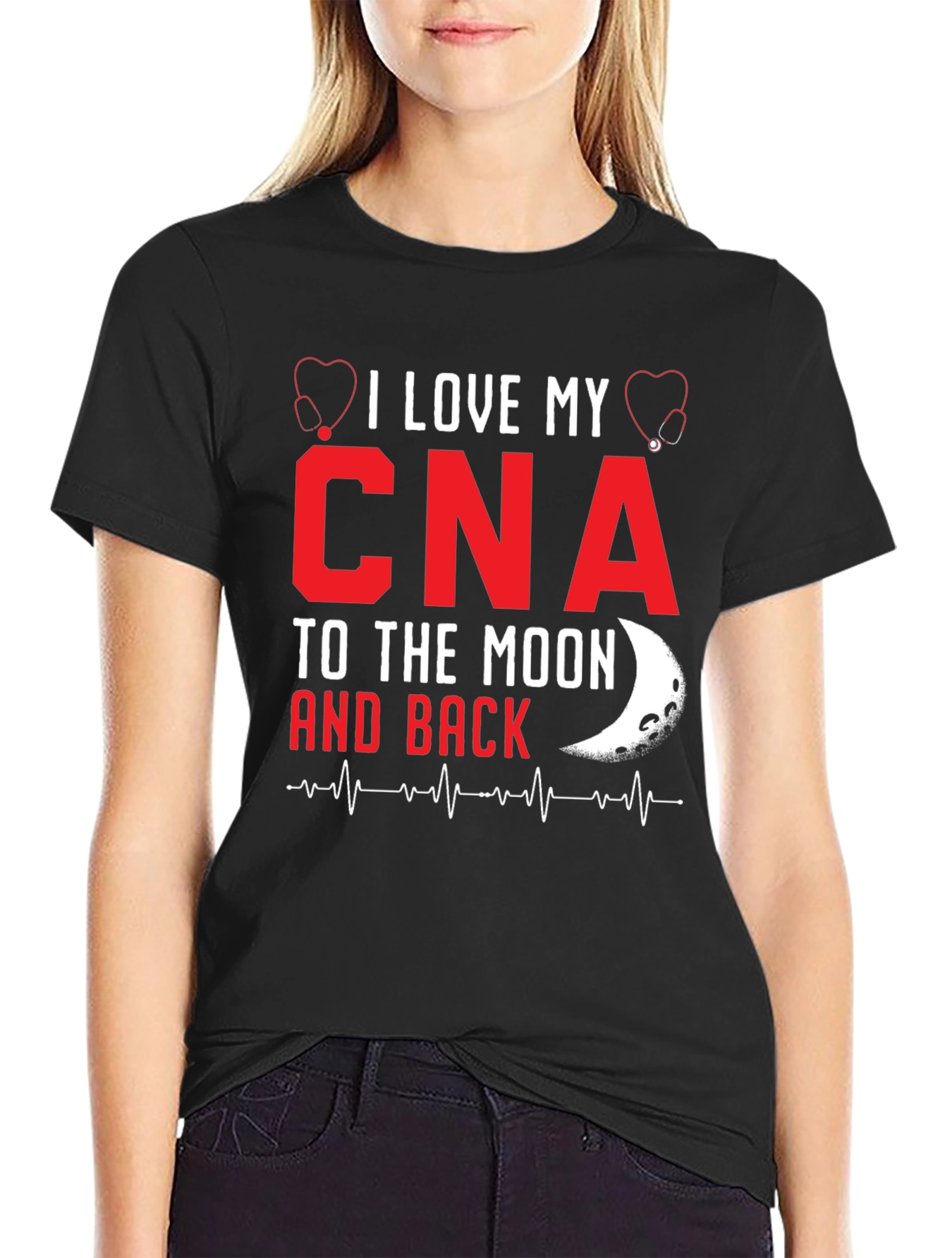 I Love My CNA Moon Back T-Shirt