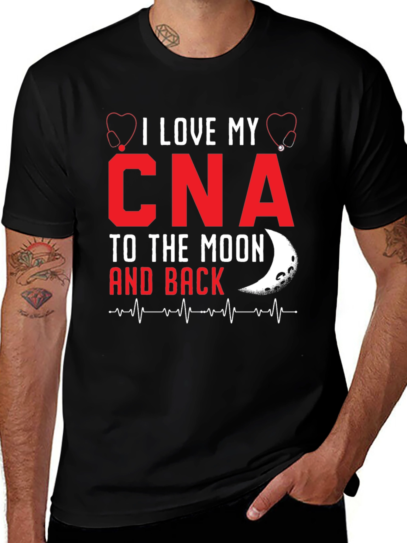 I Love My CNA Moon Back T-Shirt