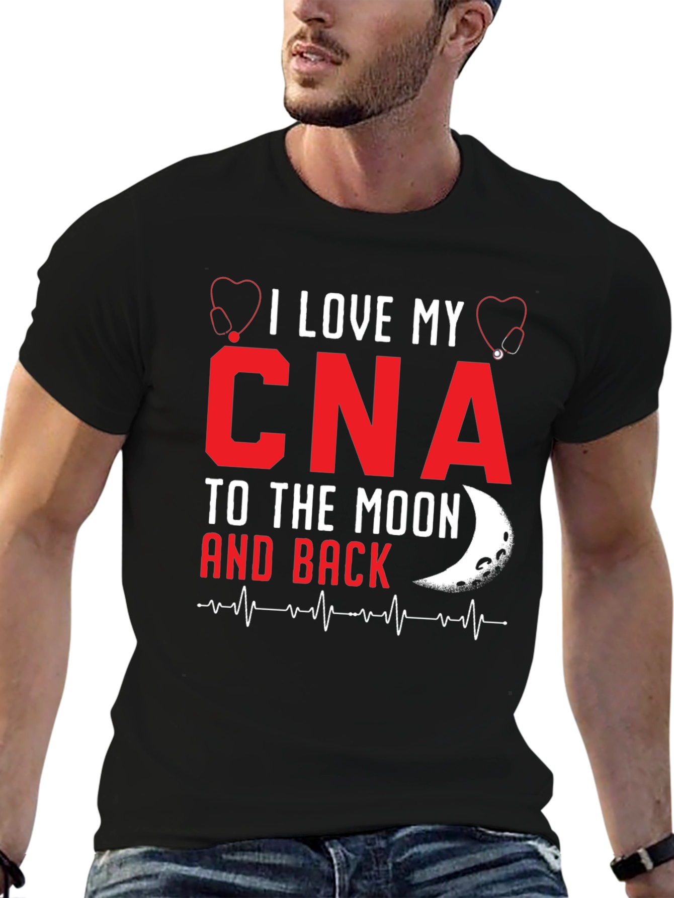 I Love My CNA Moon Back T-Shirt