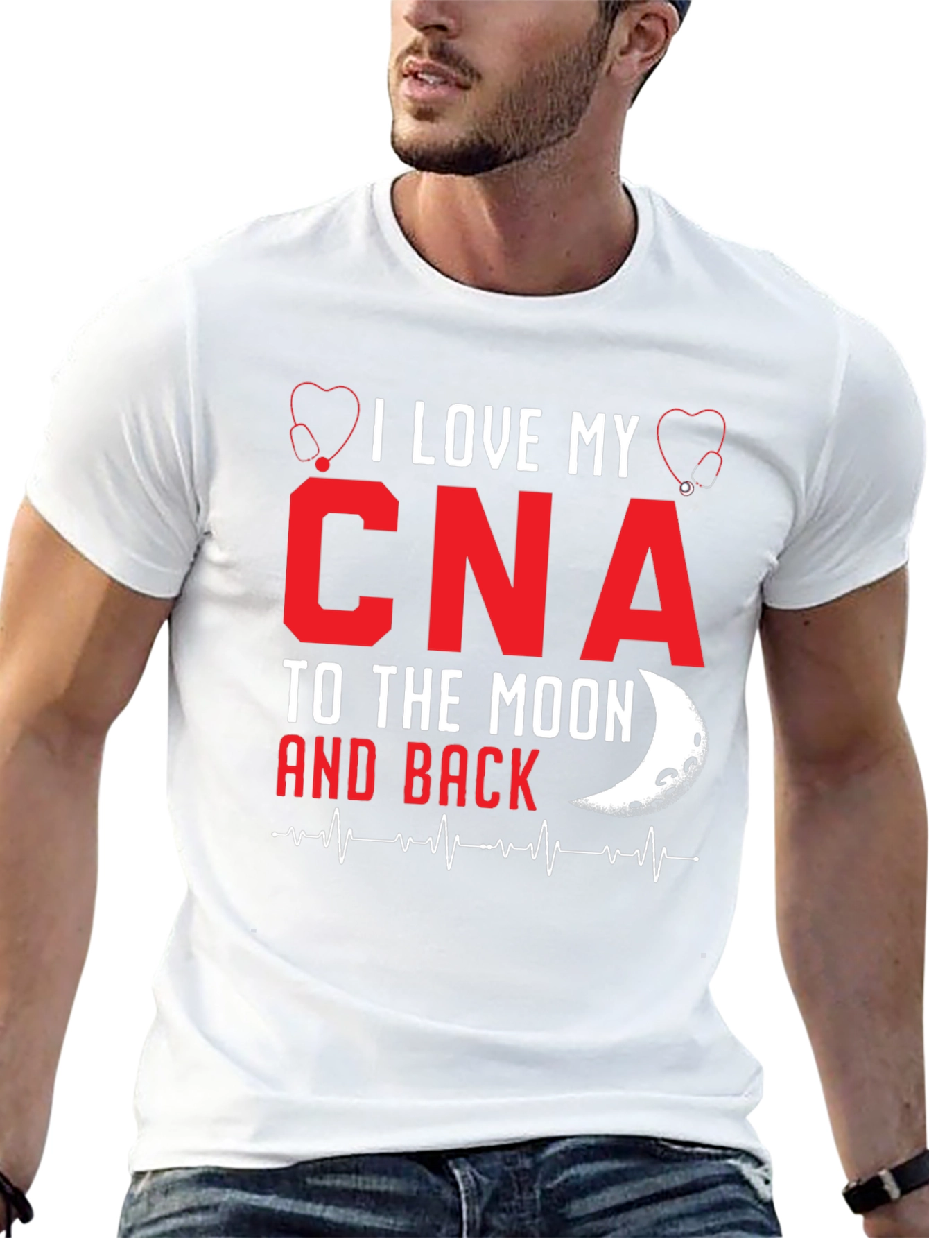 I Love My CNA Moon Back T-Shirt