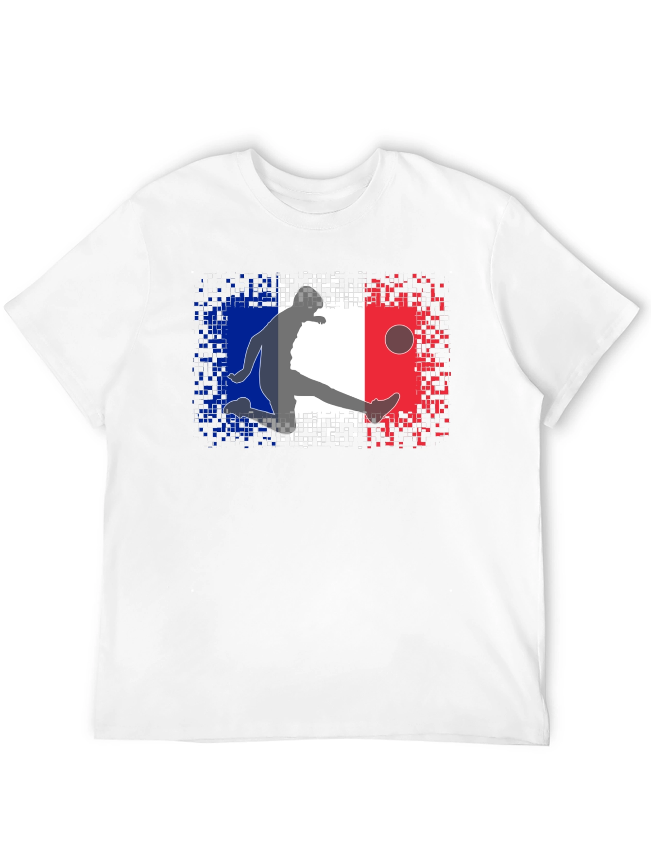 French Flag Soccer Player Black T-Shirt