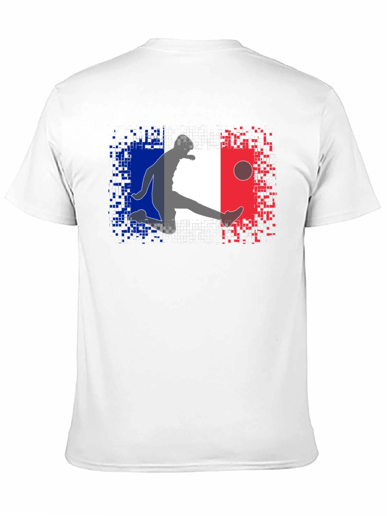 French Flag Soccer Player Black T-Shirt