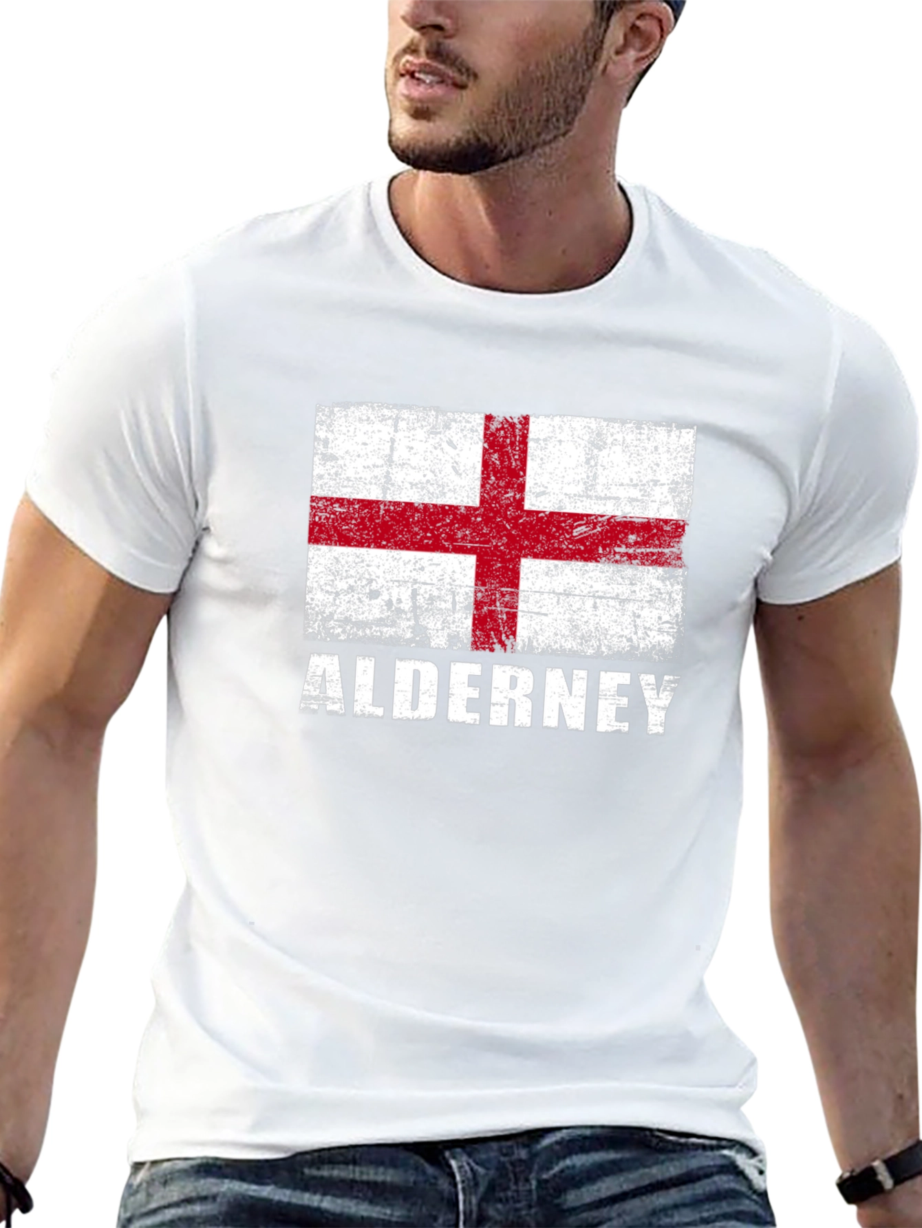 Alderney Flag Graphic T-Shirt - Black Jersey Tee