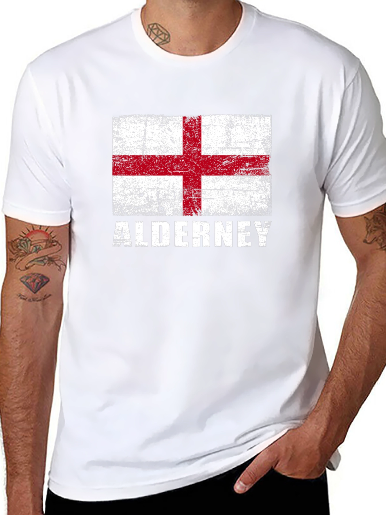 Alderney Flag Graphic T-Shirt - Black Jersey Tee