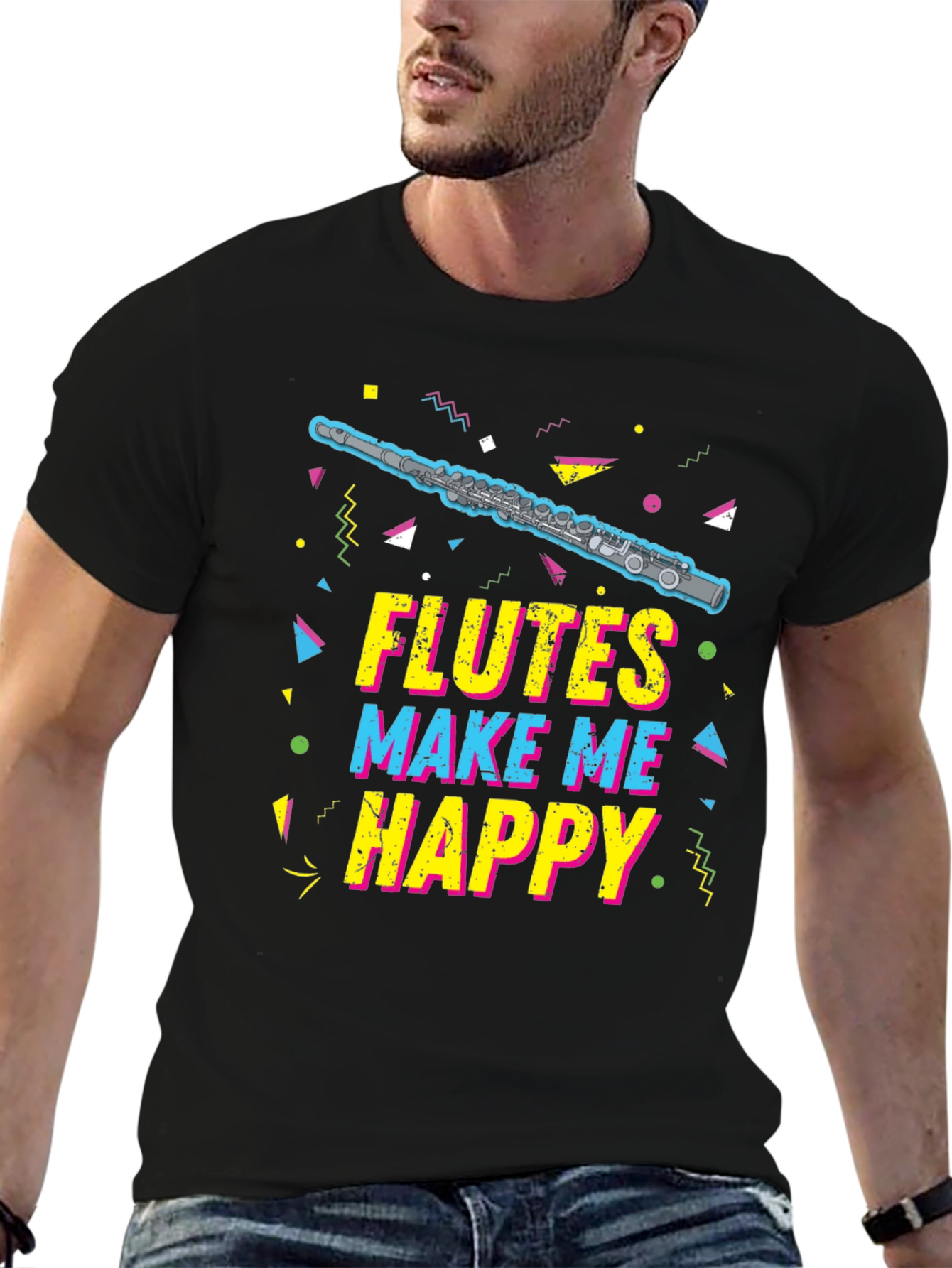 Flutes Make Me Happy T-Shirt - Music Lover Tee