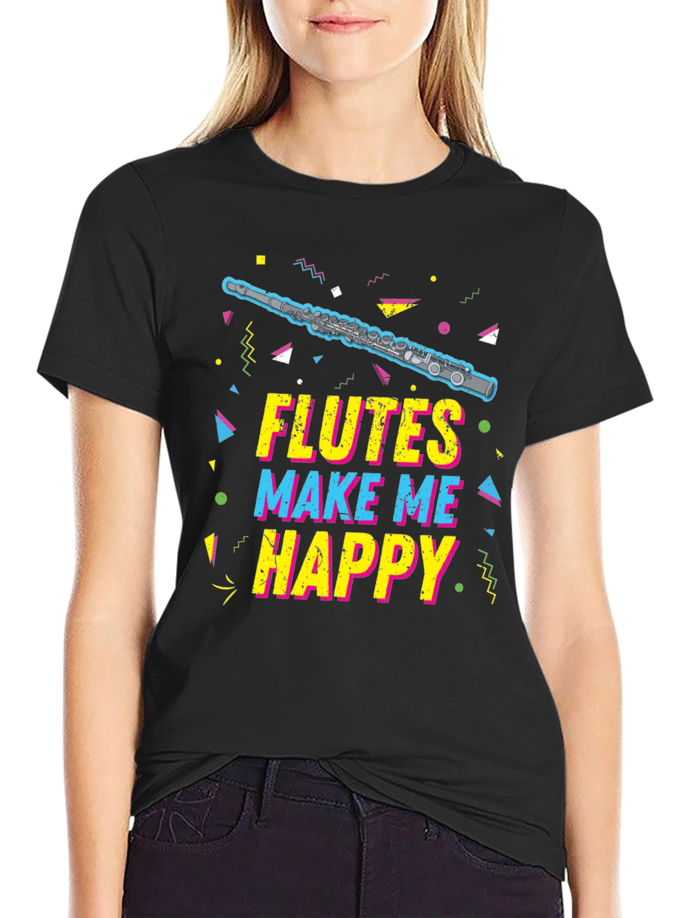 Flutes Make Me Happy T-Shirt - Music Lover Tee