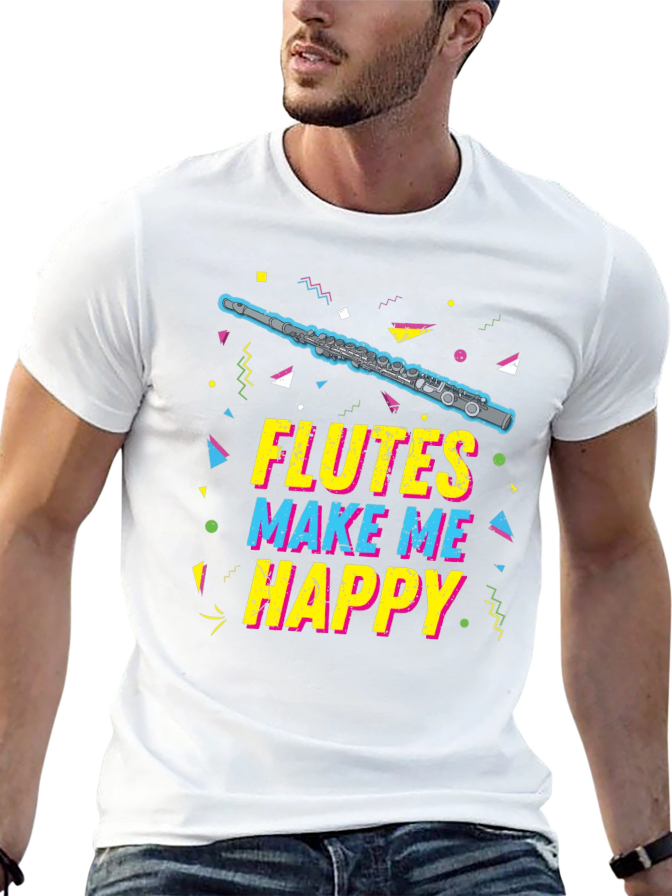 Flutes Make Me Happy T-Shirt - Music Lover Tee
