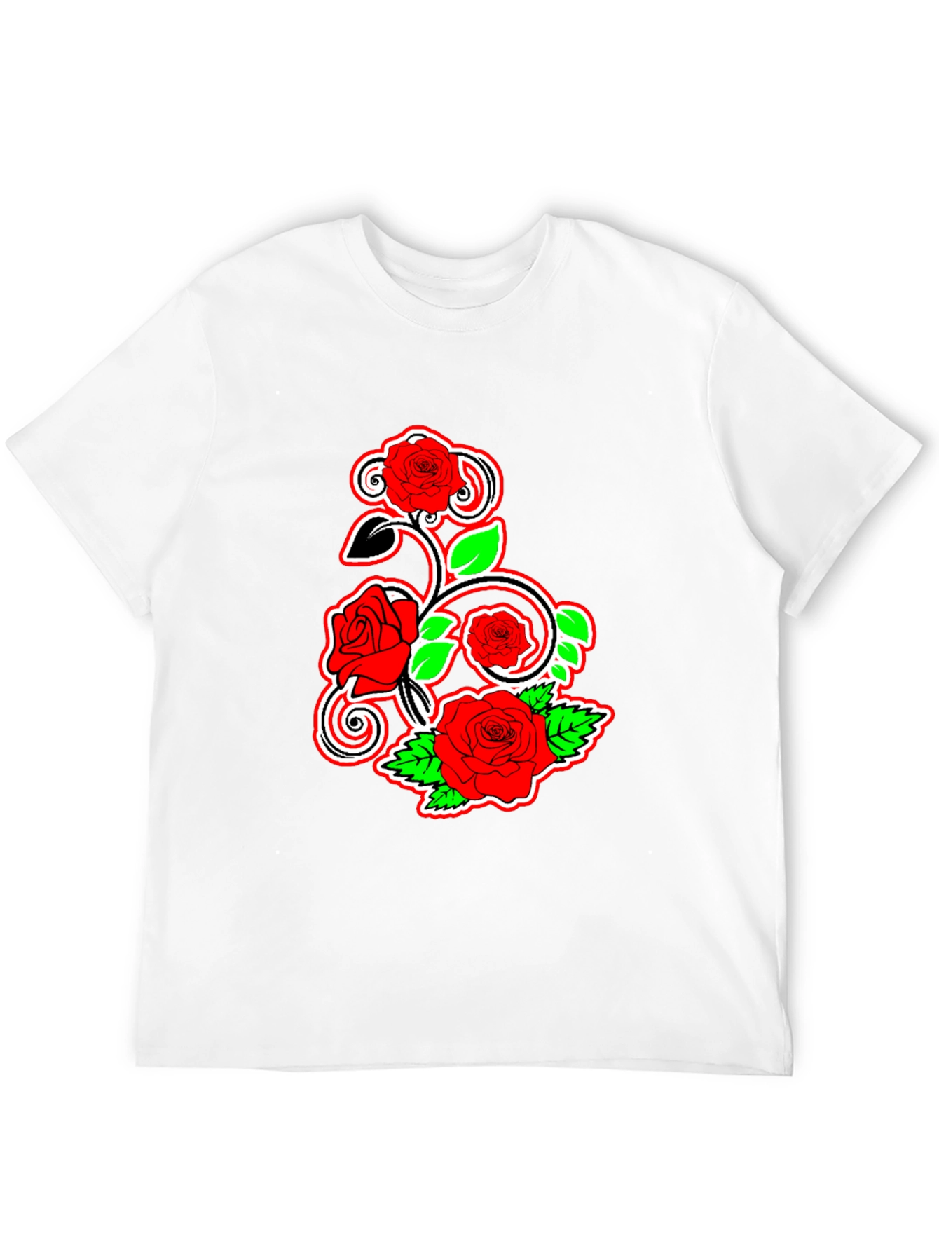Floral Rose Graphic Tee - Black