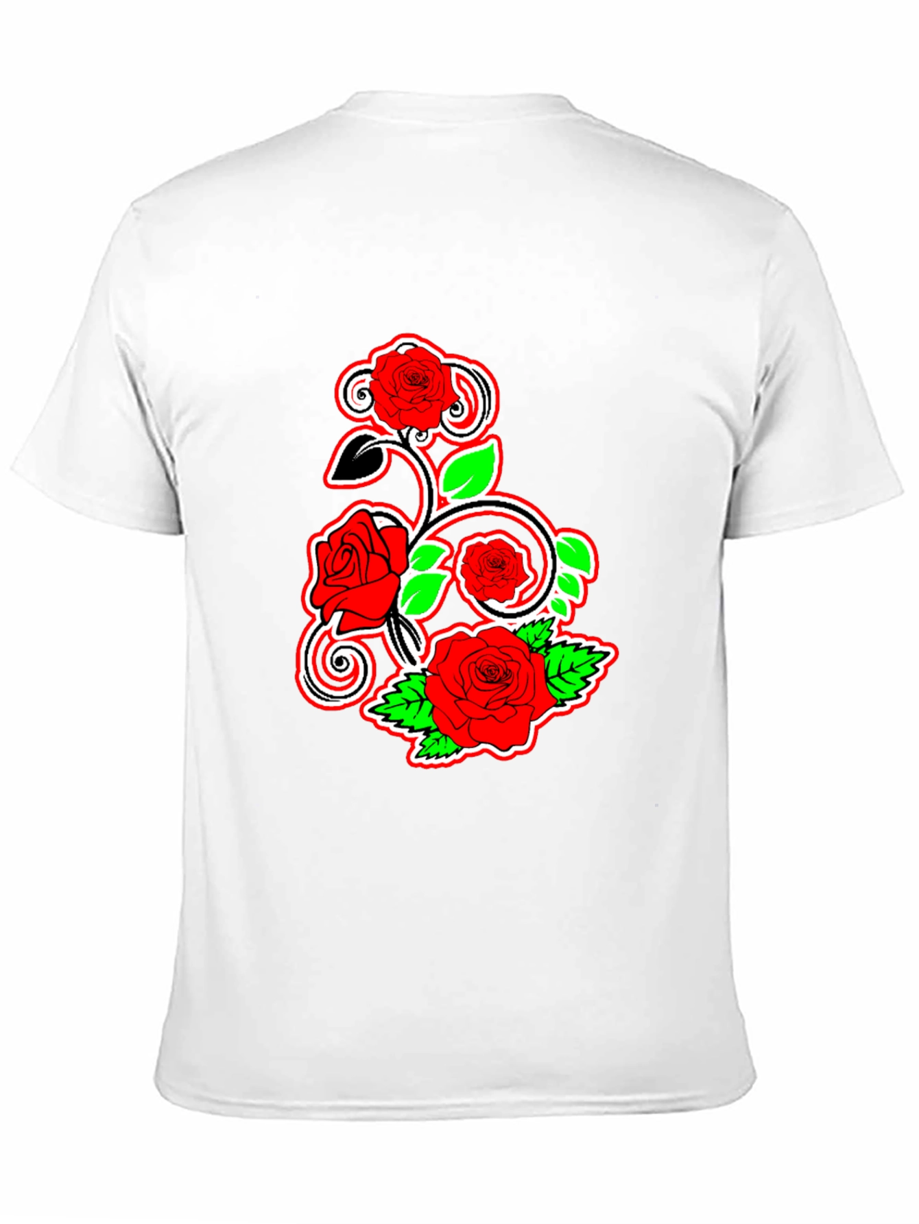 Floral Rose Graphic Tee - Black