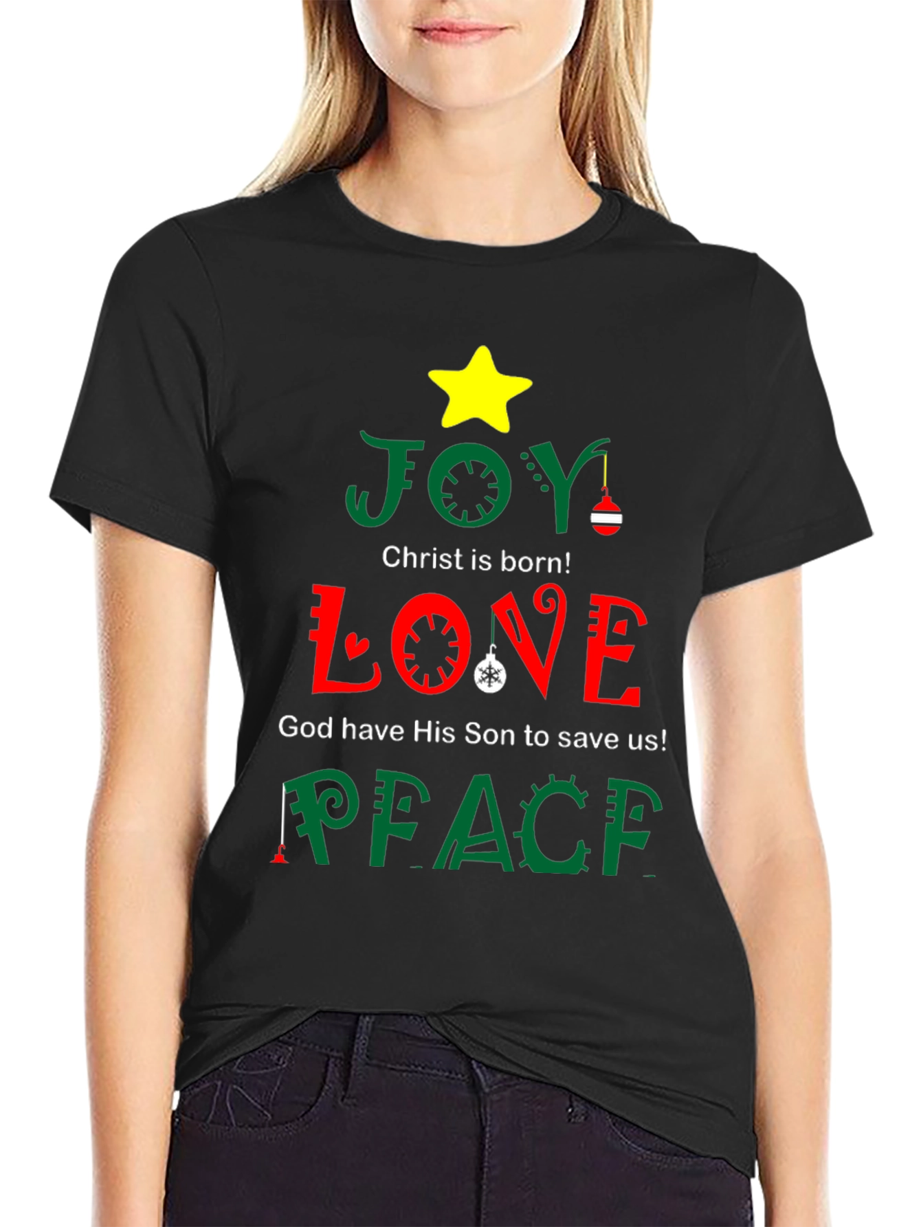 Joy Love Peace Christmas Holiday T-Shirt