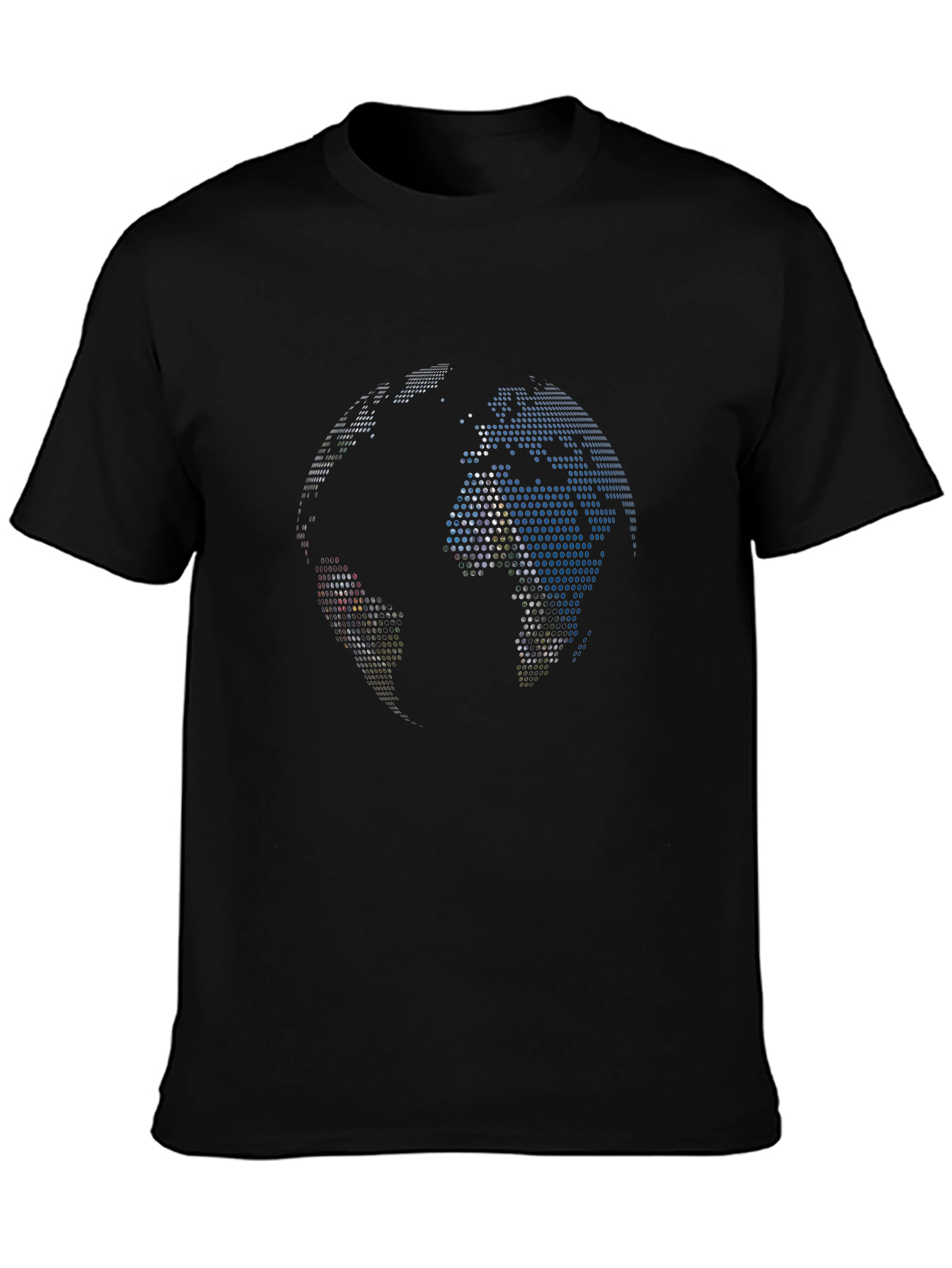 Pixel Globe Graphic Tee - Black Cotton Blend Shirt