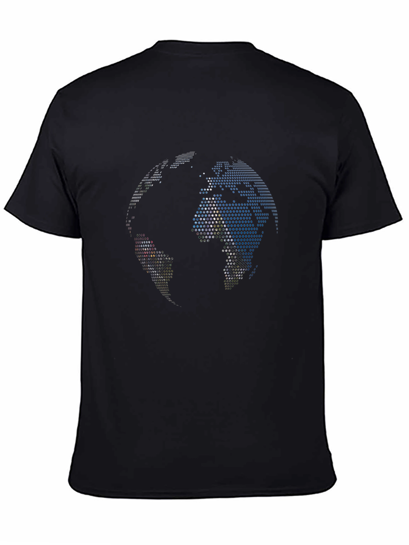 Pixel Globe Graphic Tee - Black Cotton Blend Shirt