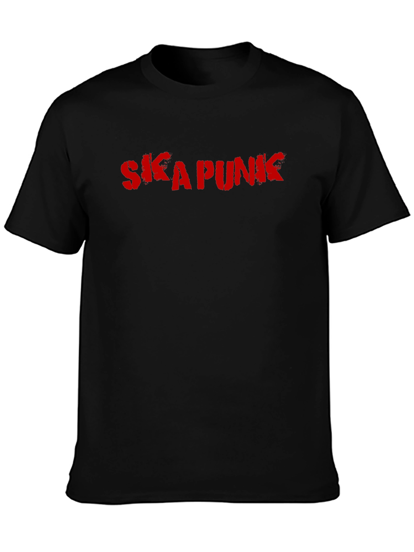 Ska Punk Graphic Tee - Black Cotton Casual