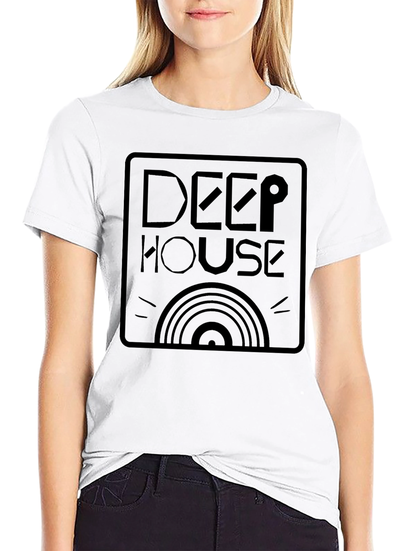 Deep House Graphic Print Black T-Shirt